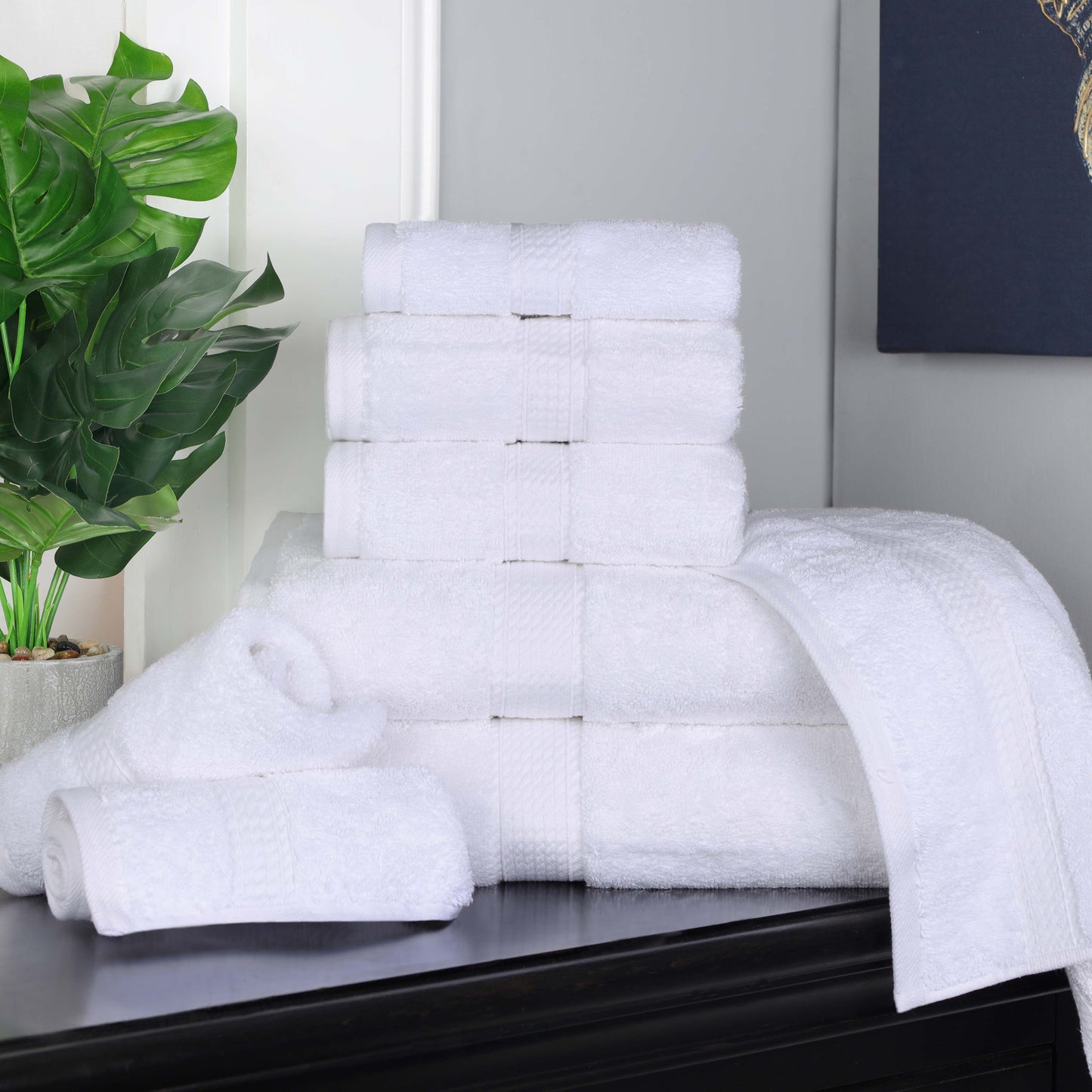 Madeline Egyptian Cotton Pile Plush Heavyweight 8 Piece Towel Set