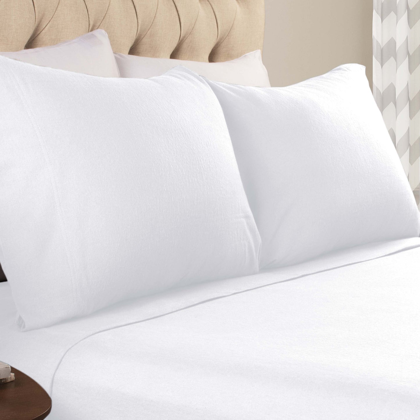 Cotton Flannel 2 Piece Pillowcase Set - White
