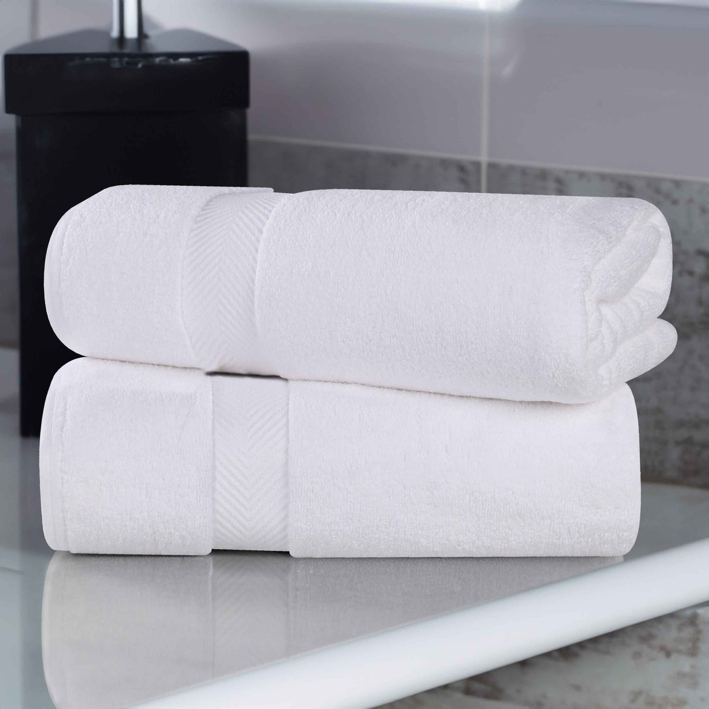 Zero-Twist Smart-Dry Combed Cotton 2 Piece Bath Sheet Set - White