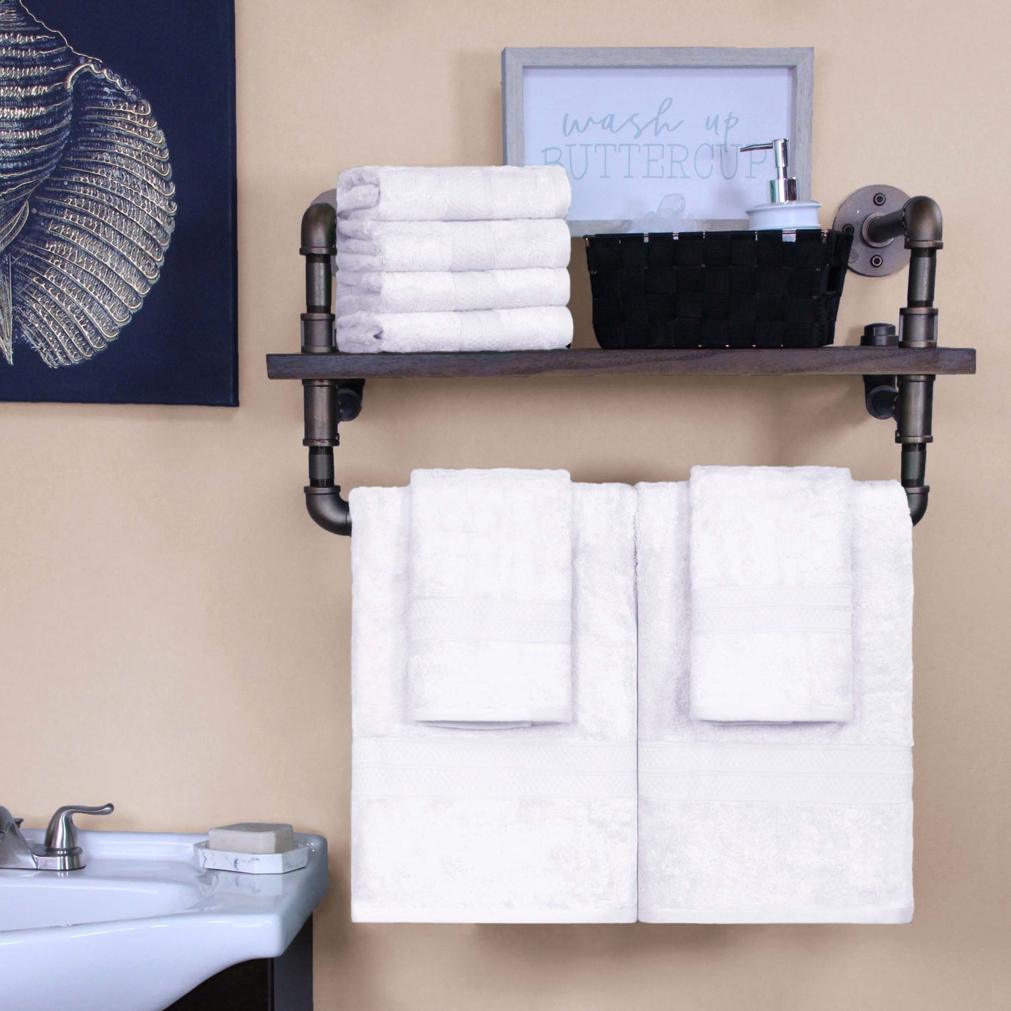 Ultra-Soft Rayon from Bamboo Cotton Blend Bath and Hand Towel Set