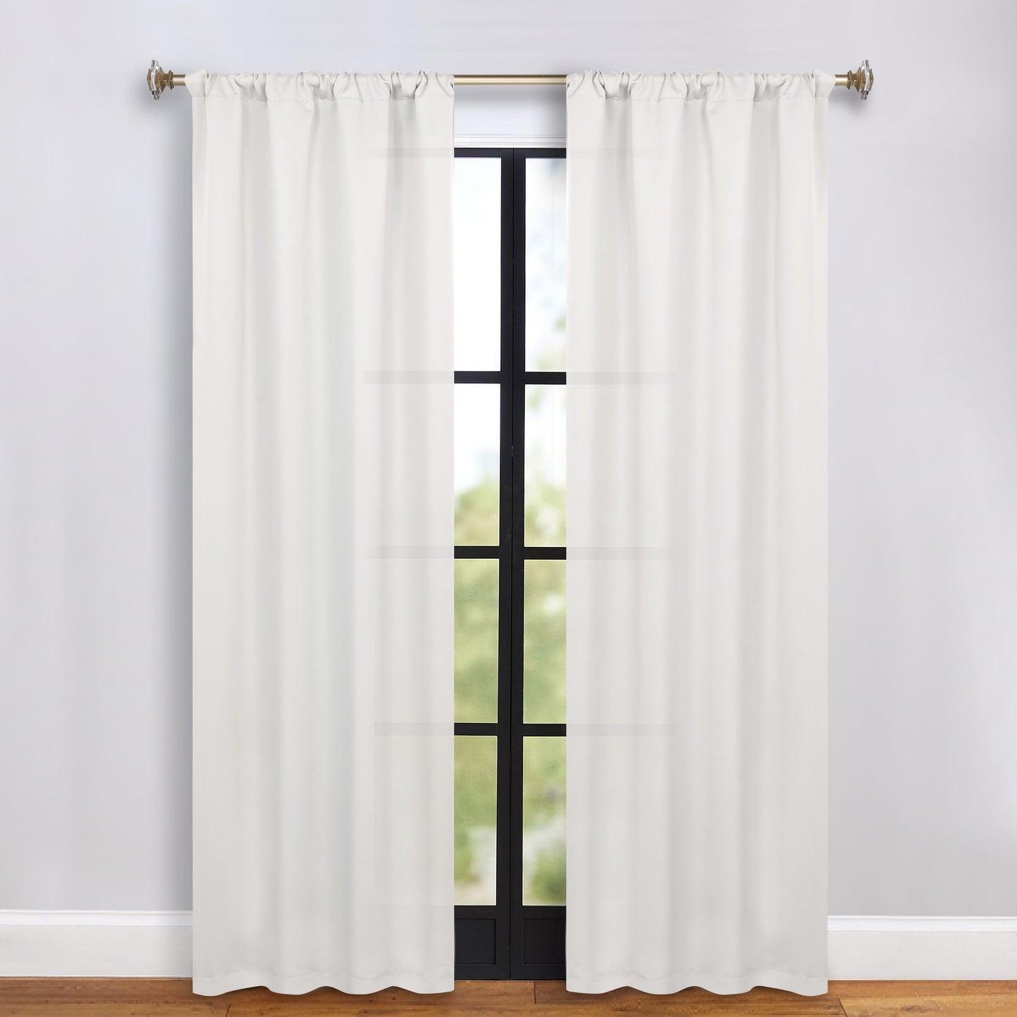 Solid Room Darkening Rod Pocket Blackout Curtain Panels, Set of 2 - White