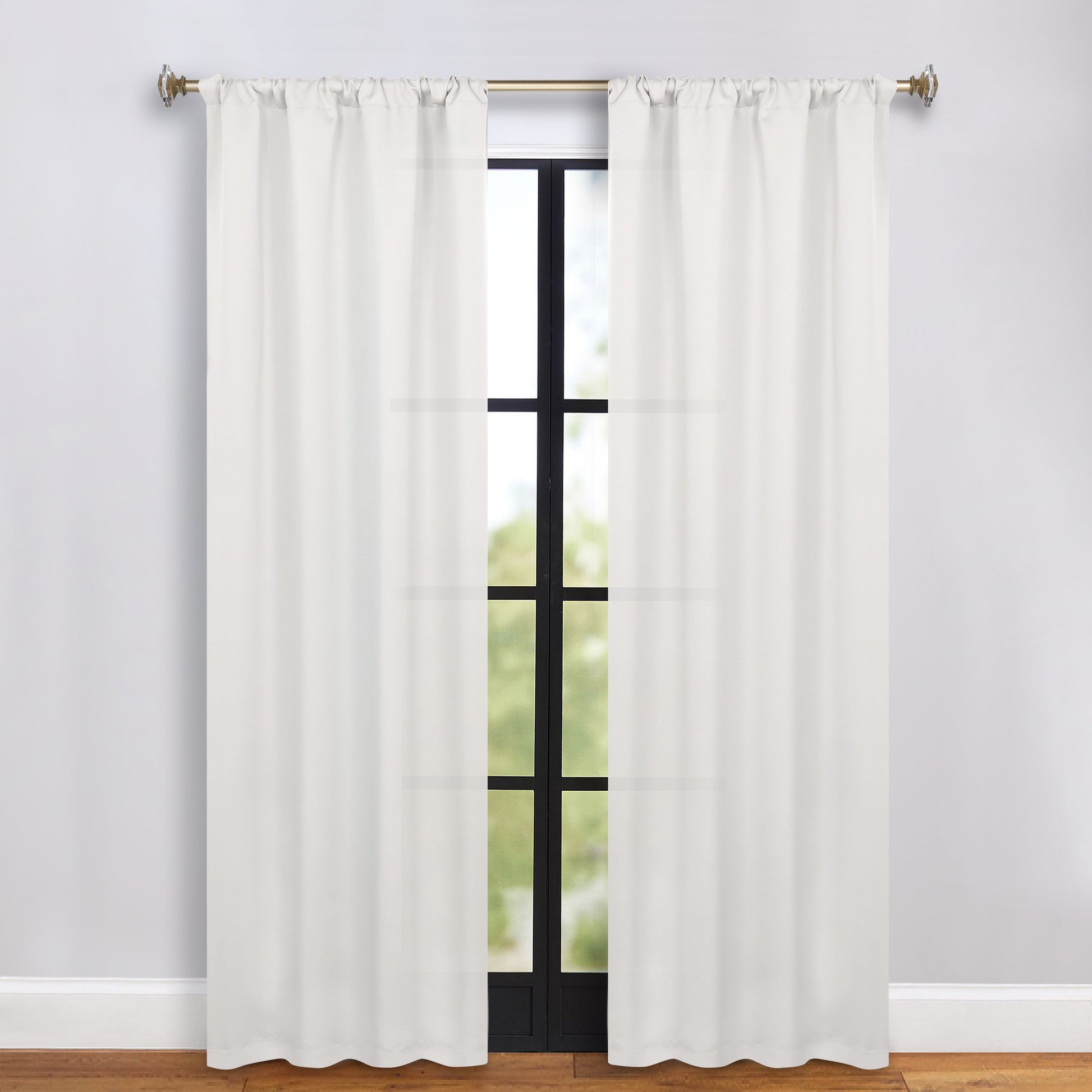 Solid Room Darkening Rod Pocket Blackout Curtain Panels, Set of 2 - White
