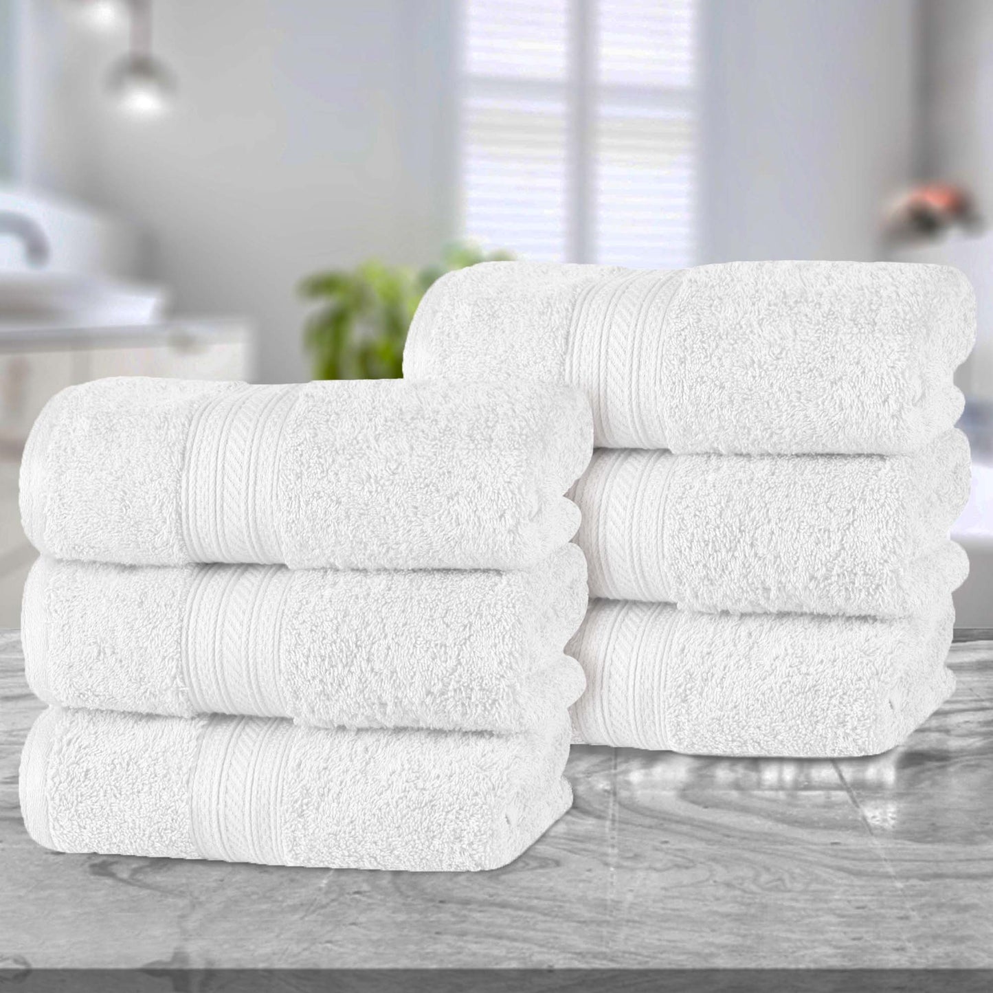 Atlas Cotton Plush Absorbent Heavyweight Luxury Hand Towel Set of 6
