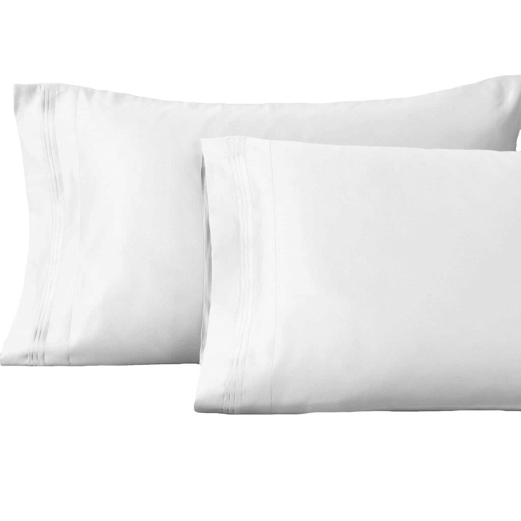 1500 Thread Count Egyptian Cotton 2 Piece Solid Pillowcase Set - White