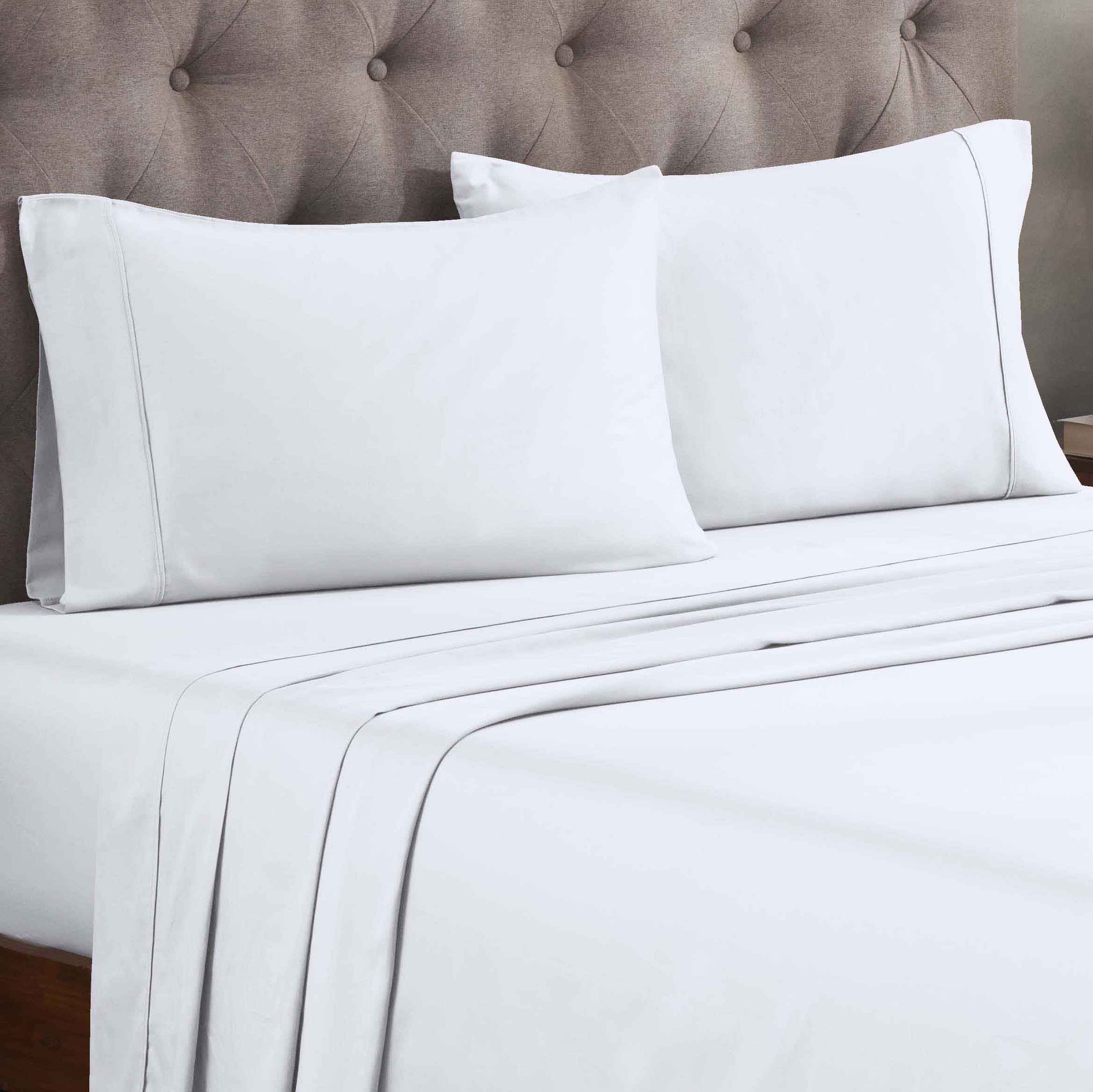Egyptian Cotton 300 Thread Count Solid Deep Pocket Sheet Set - White