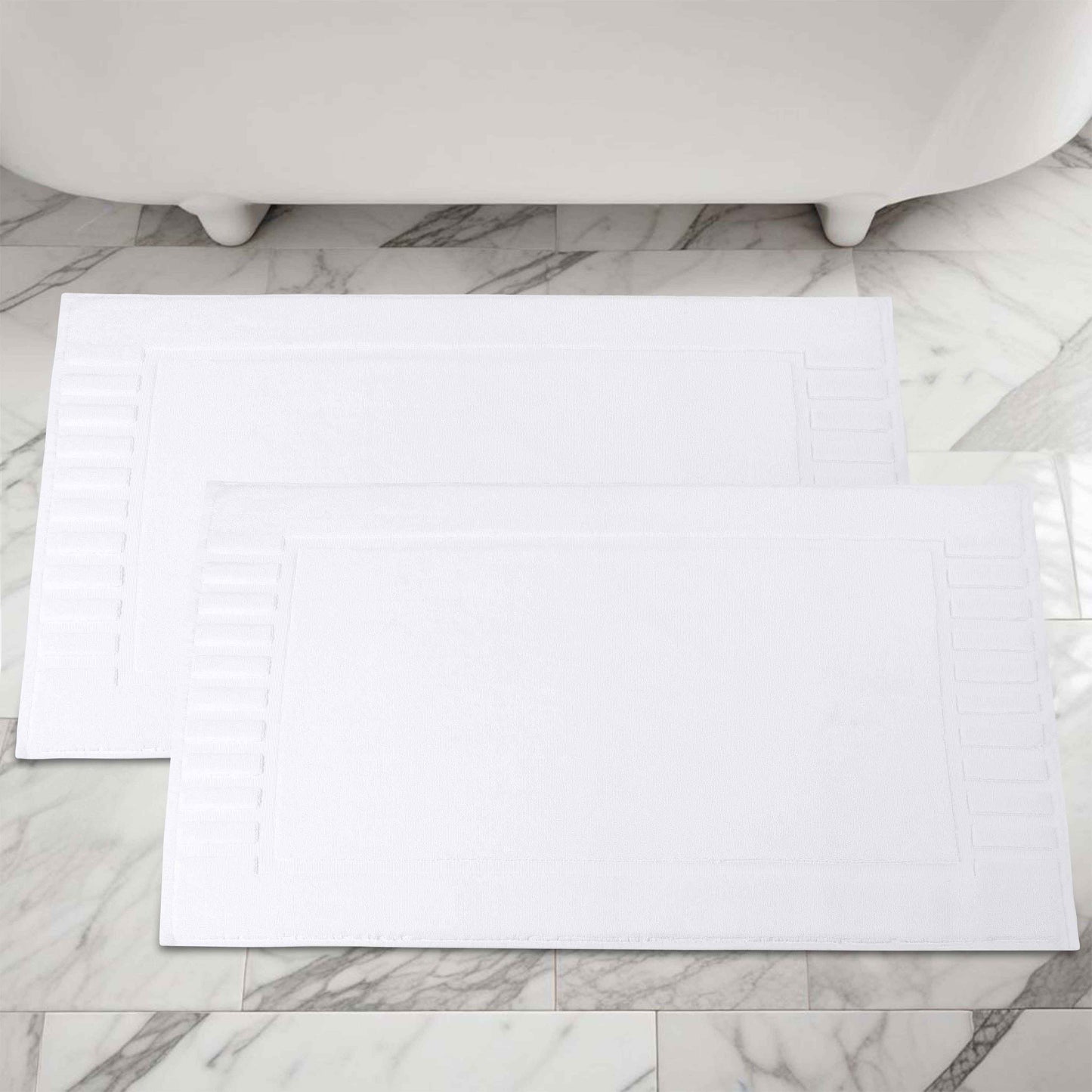 Leo Cotton Solid Modern Absorbent Heavy Washable Bath Mat Set of 2