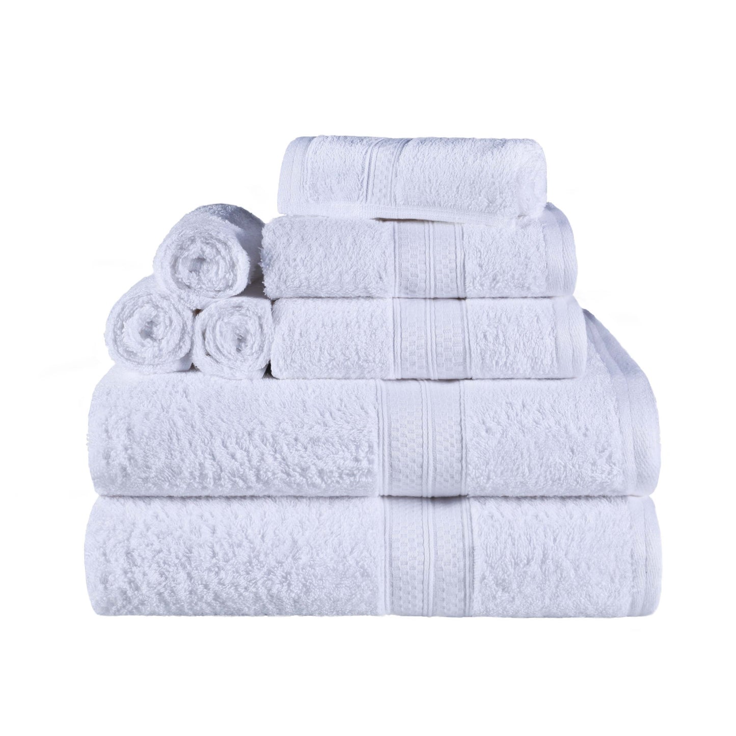 Ultra-Soft Rayon from Bamboo Cotton Blend 8 Piece Towel Set - White