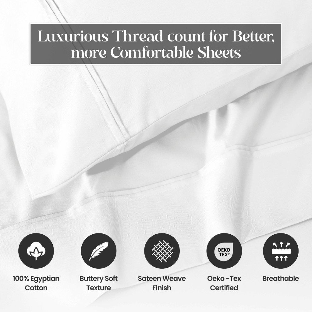 1200 Thread Count Egyptian Cotton 2 Piece Pillowcase Set