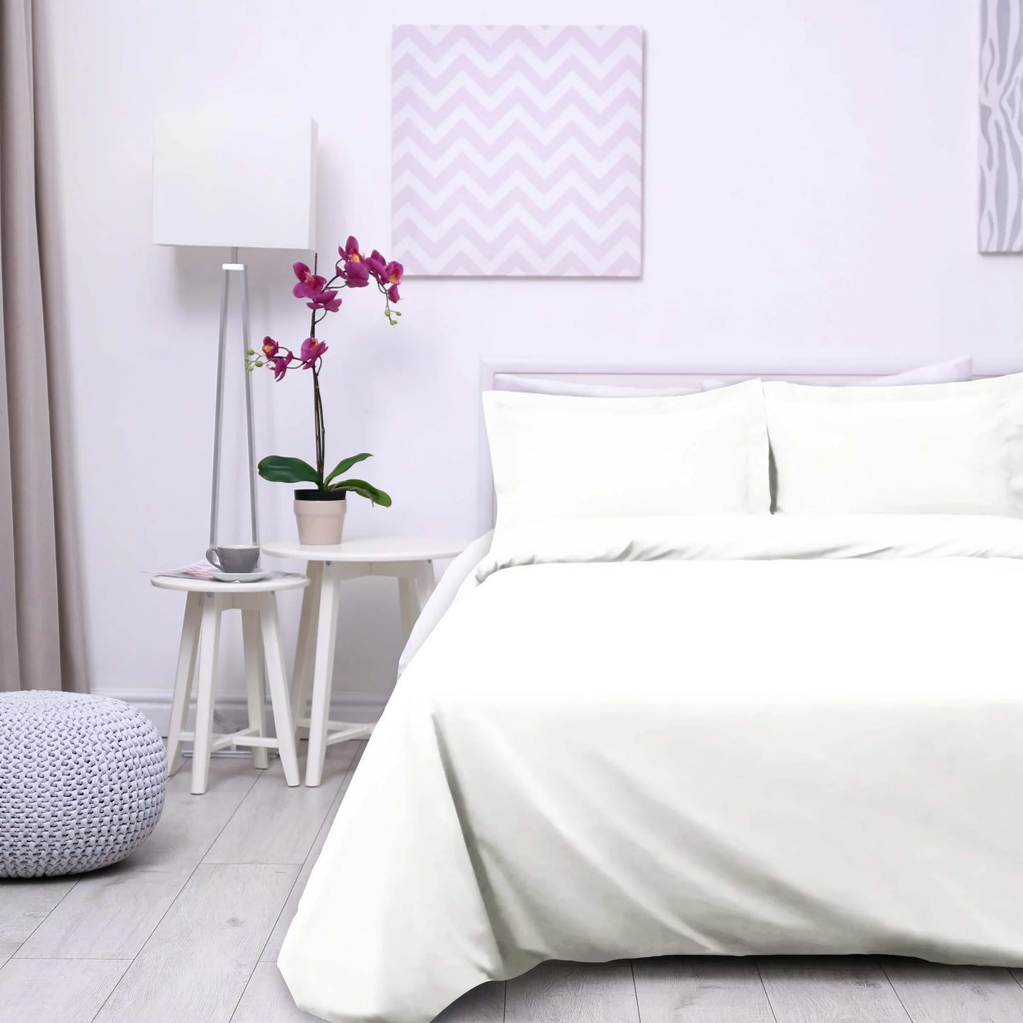 Cotton Percale Modern Traditional Duvet Cover Set - White