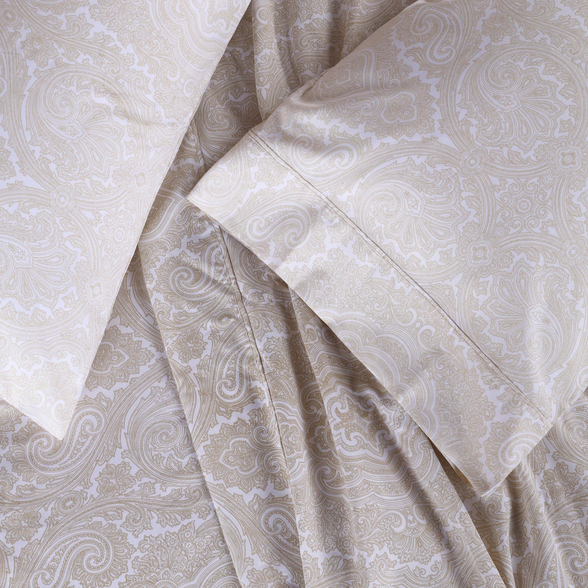 Italian Paisley 600 Thread Count Cotton Blend Deep Pocket Sheet Set - White