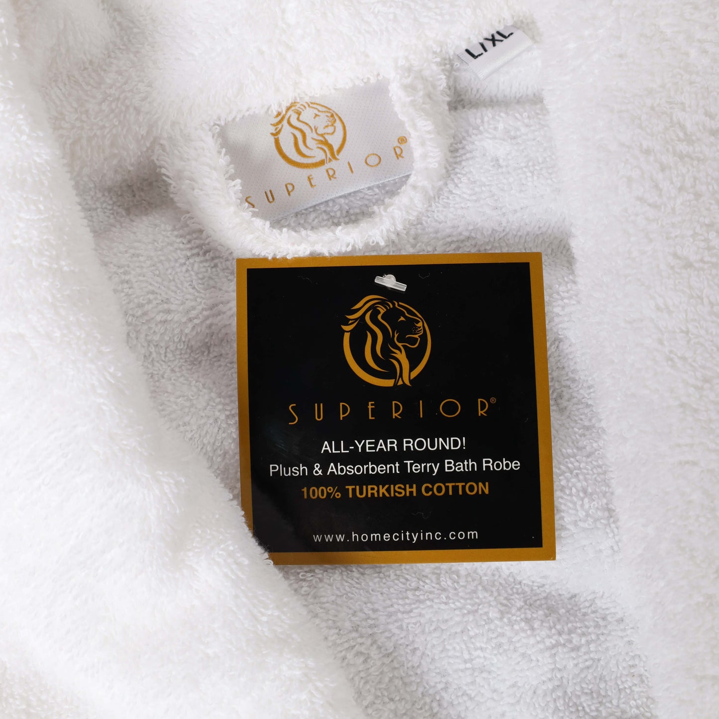 Classic Women's Bath Robe Turkish Cotton Bathrobe with Adjustable Belt - White