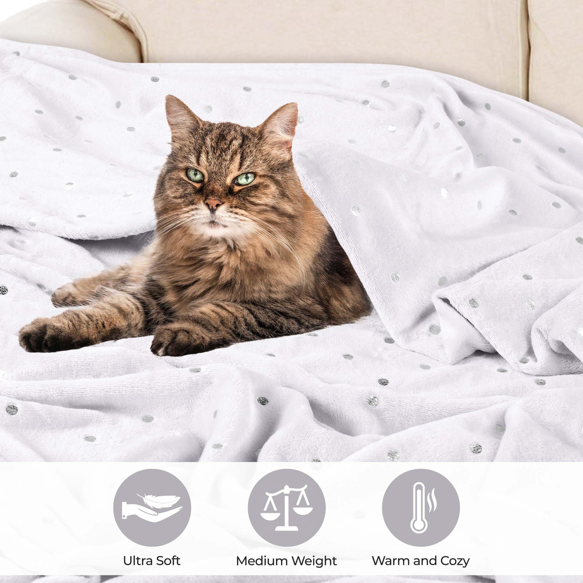 Fleece Plush Medium Weight Fluffy Soft Decorative Blanket Or Throw - White