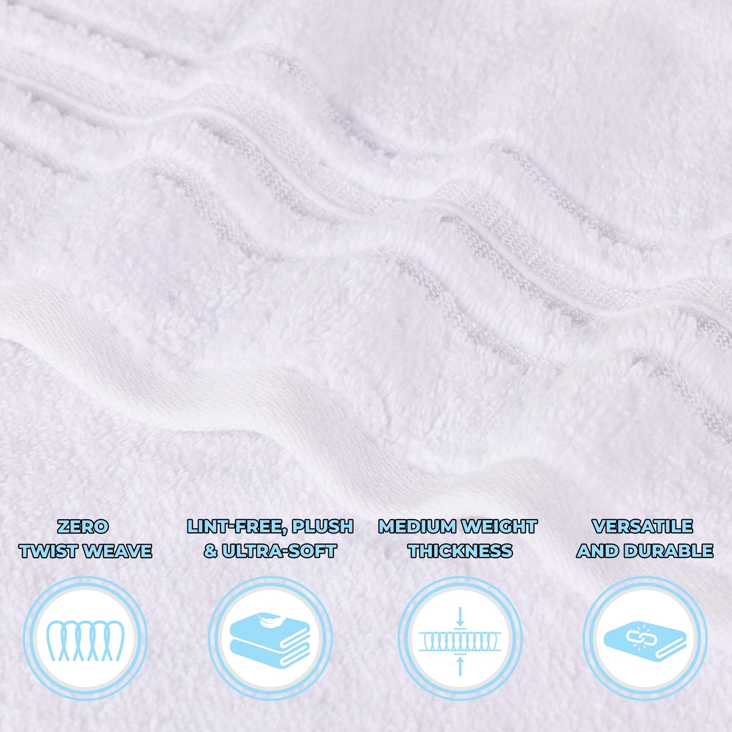 Sadie Zero Twist Cotton Solid Absorbent 3 Piece Towel Set