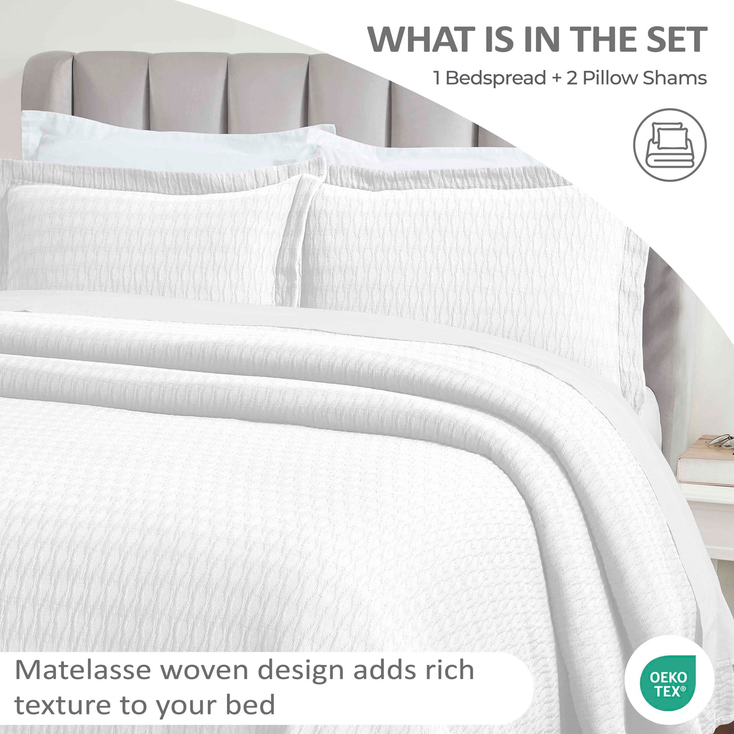 Superior Calvert Cotton Matelasse Weave Diamond Lattice Bedspread Set