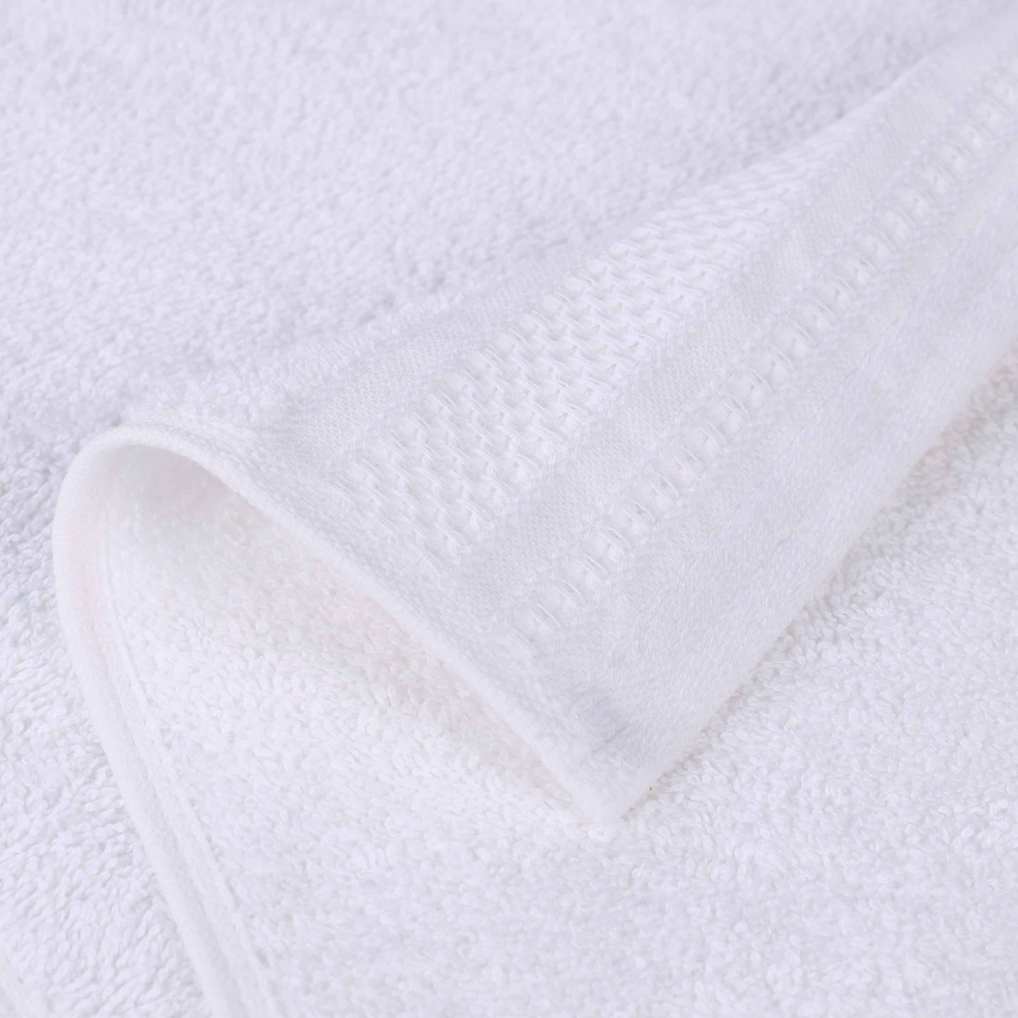 Honeycomb Textured Waffle Border Cotton Face Towels, Set of 6