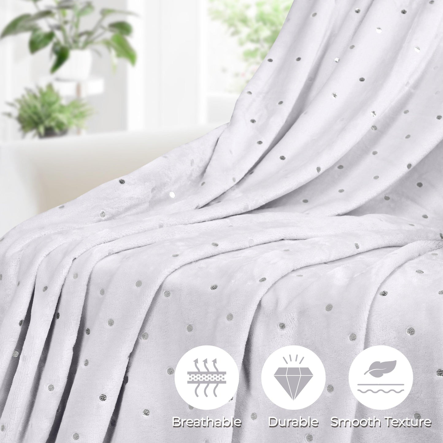 Fleece Plush Medium Weight Fluffy Soft Decorative Blanket Or Throw - White