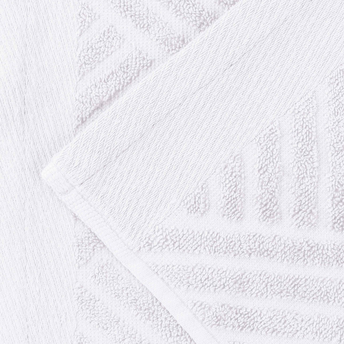 Basketweave Egyptian Cotton Jacquard and Solid Bath Towel Set of 4 - White