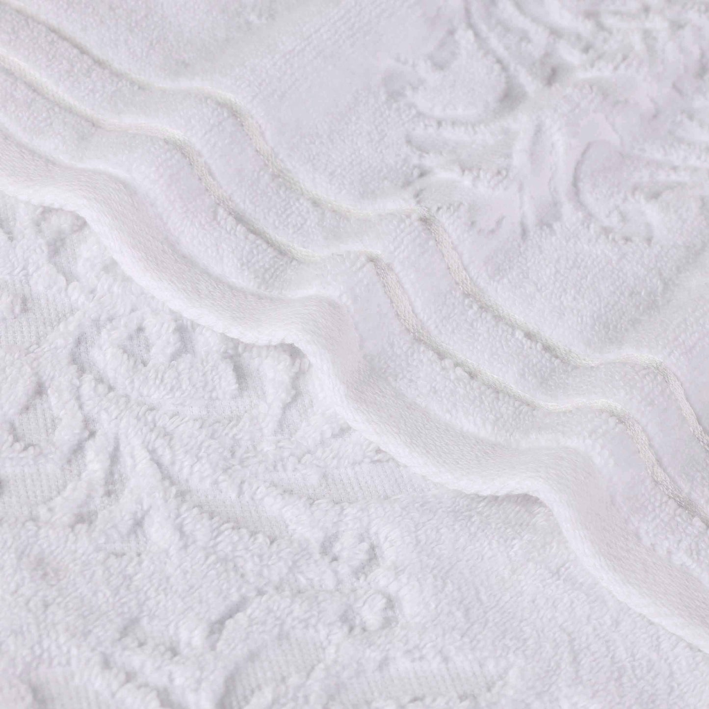 Sadie Zero Twist Cotton Solid and Jacquard Floral Bath Towel Set of 4