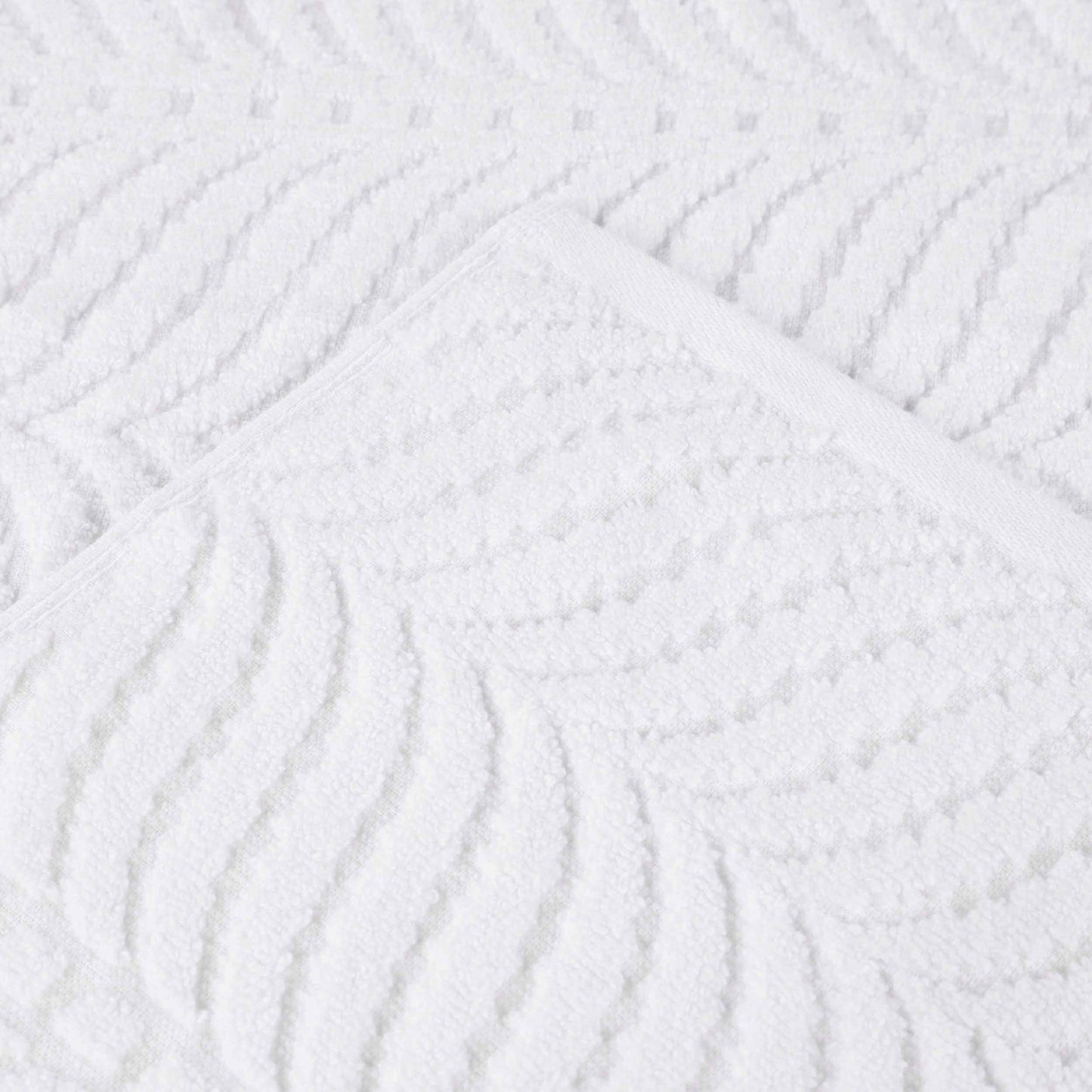 Chevron Zero Twist Solid and Jacquard Soft Cotton 6 Piece Towel Set - White