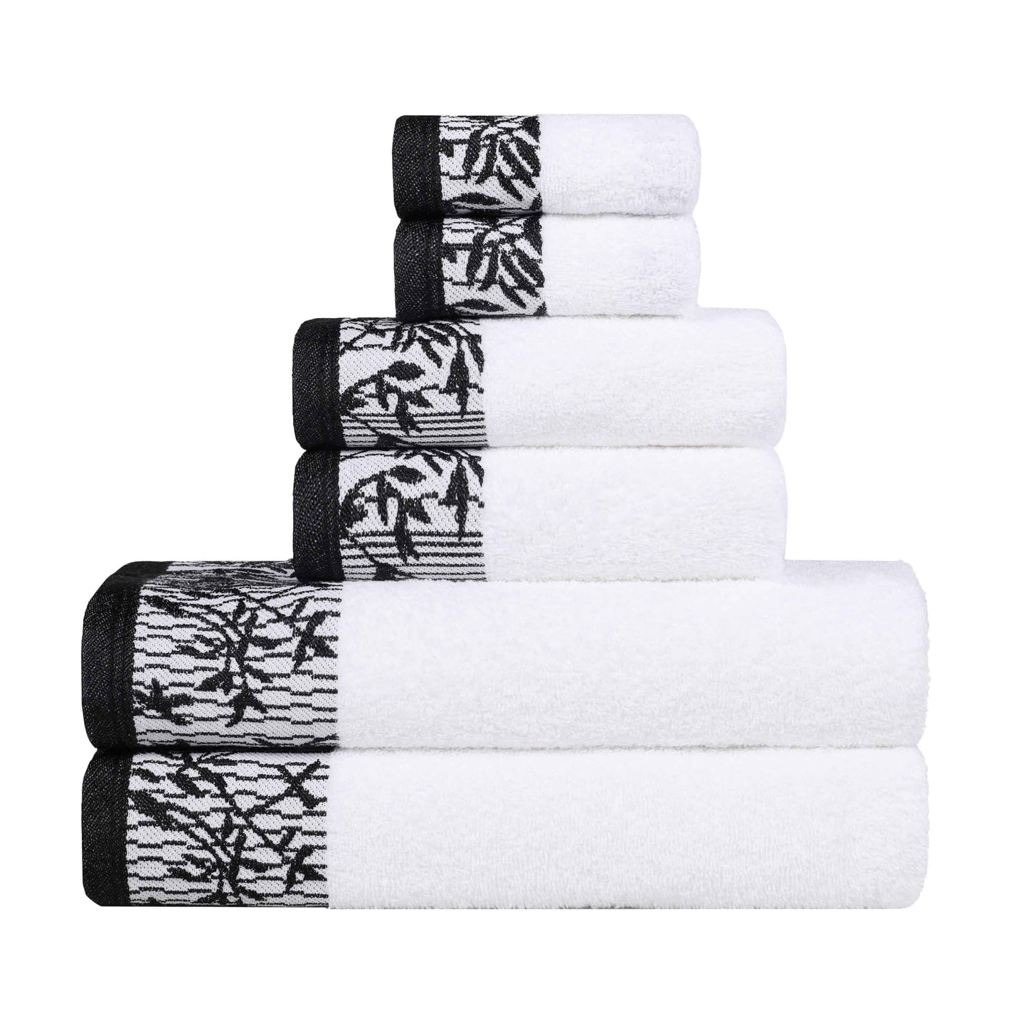 Wisteria Cotton Medium Weight Floral Jacquard Border 6 Piece Towel Set