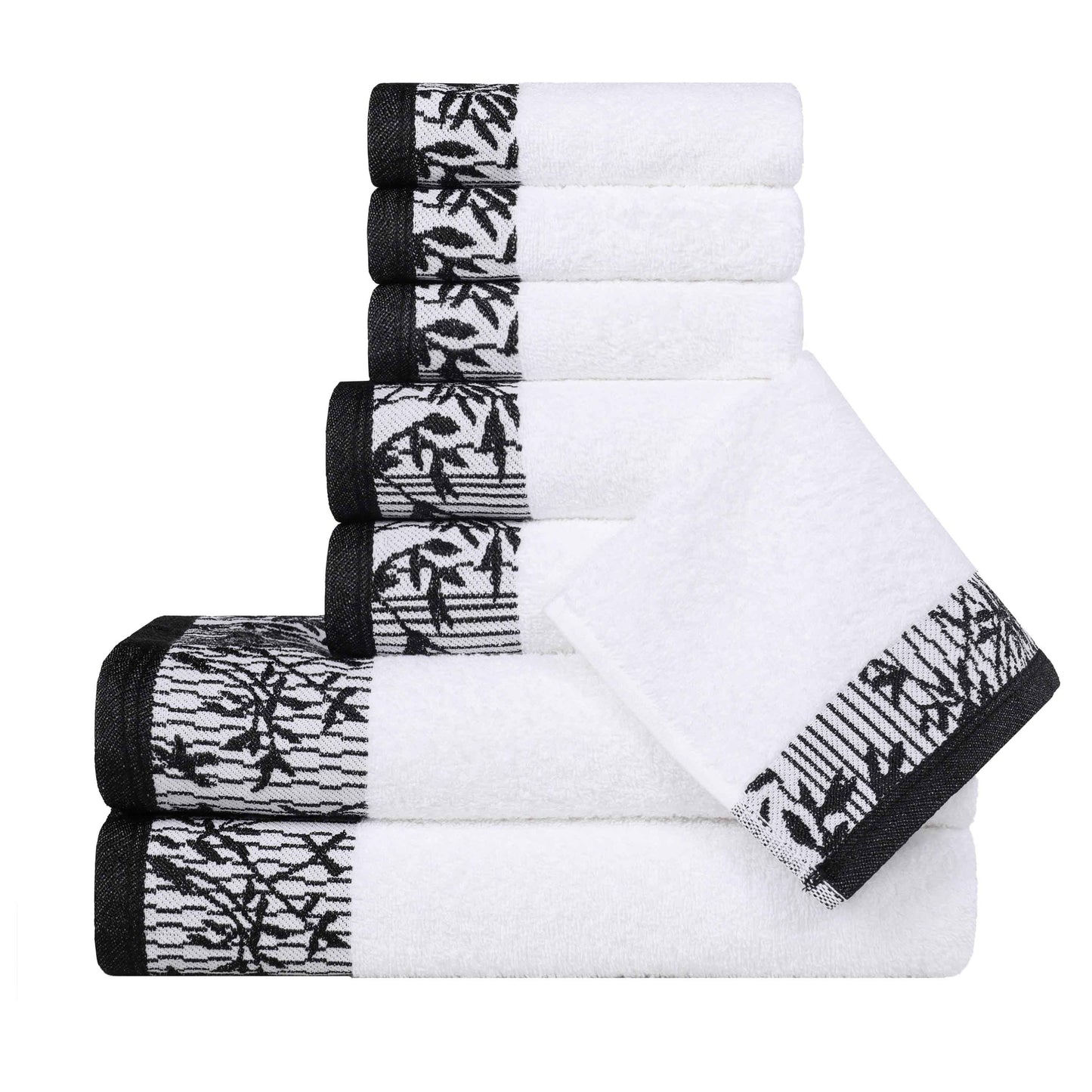 Wisteria Cotton Medium Weight Floral Jacquard Border 8 Piece Towel Set