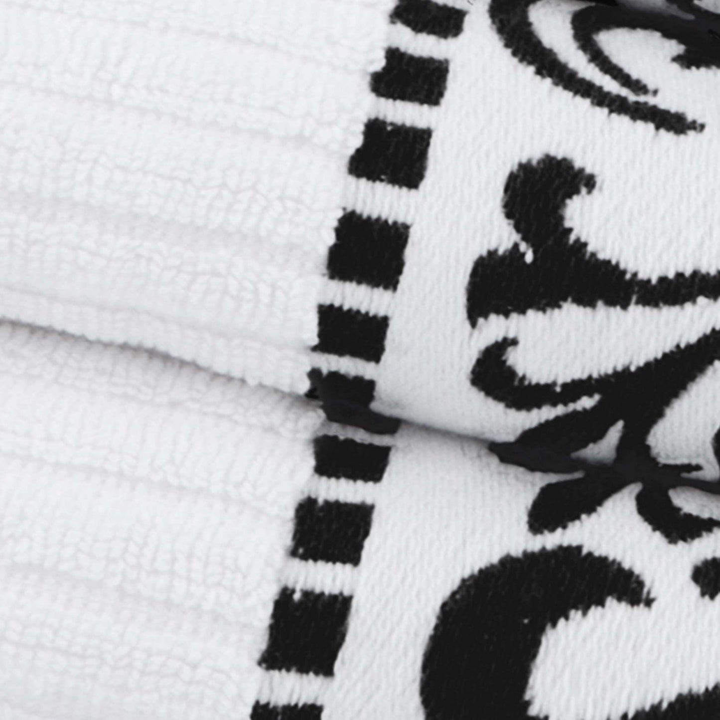 Athens Cotton Greek Key Trim Bath Towel Set of 4 - White-Black