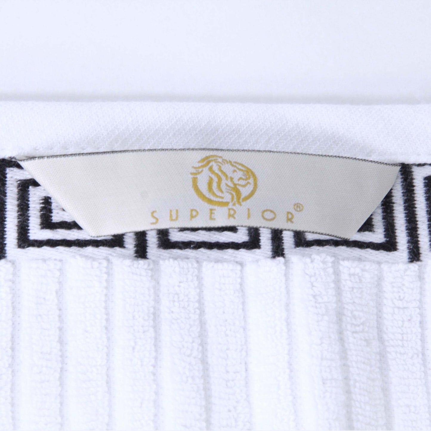 Athens Cotton Greek Key Trim Bath Towel Set of 4 - White-Black