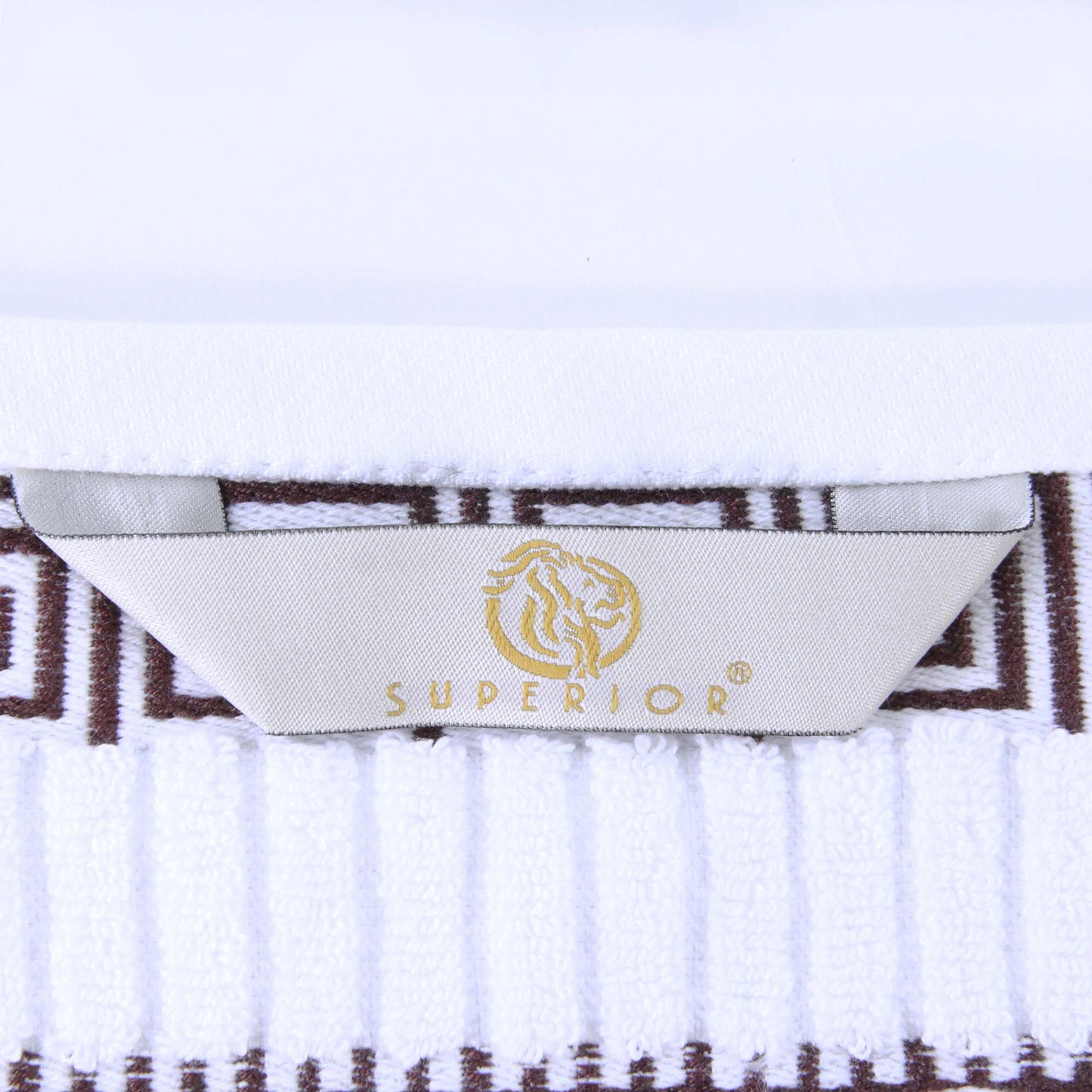 Athens Cotton Medium Weight Floral Greek Key Trim 6 Piece Towel Set - White-Chocolate
