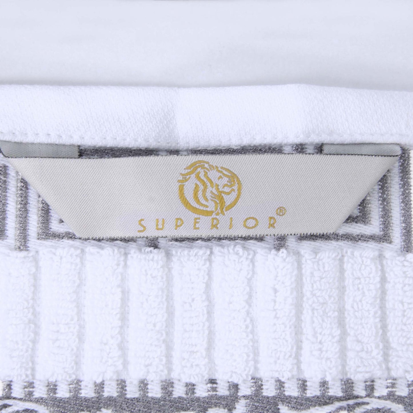 Athens Cotton Greek Key Trim Bath Towel Set of 4 - White-Chrome
