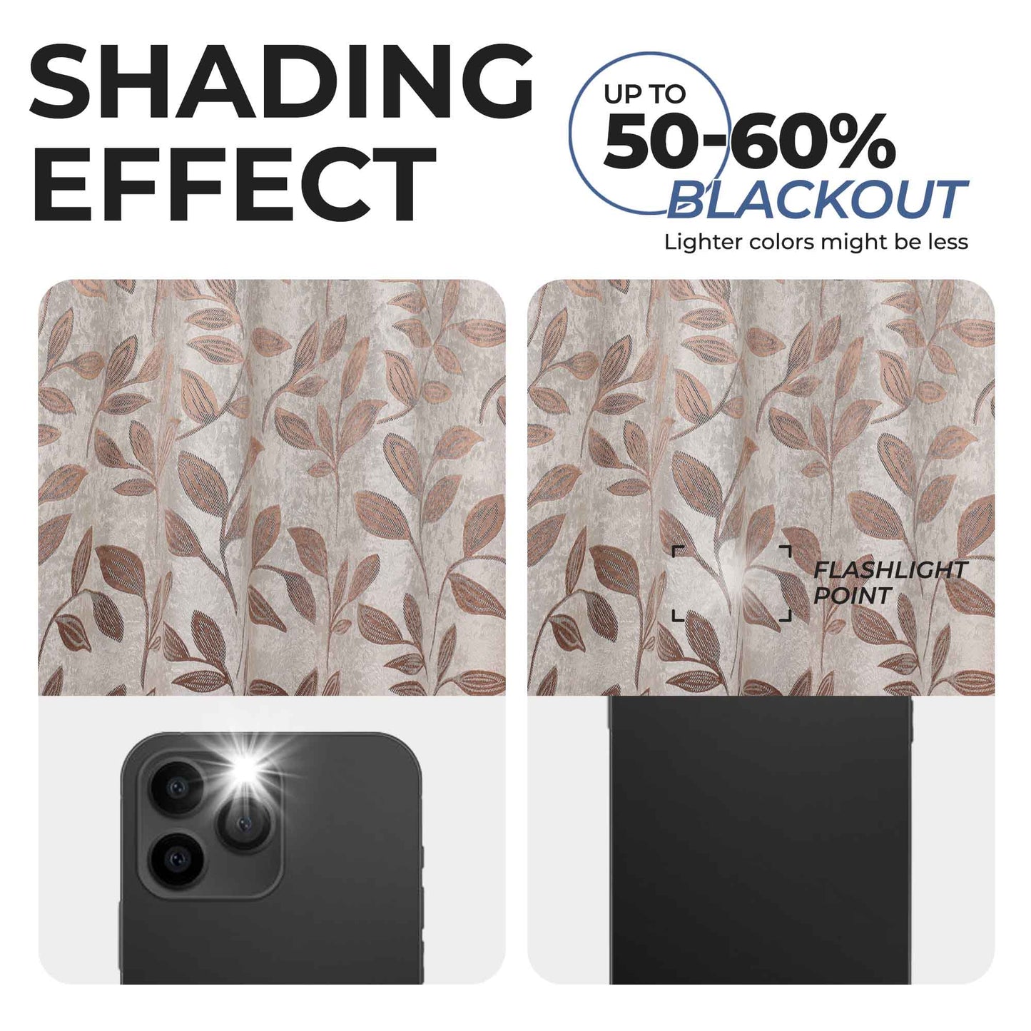 Leaves Room Darkening Washable Blackout Curtain Panels, Set of 2