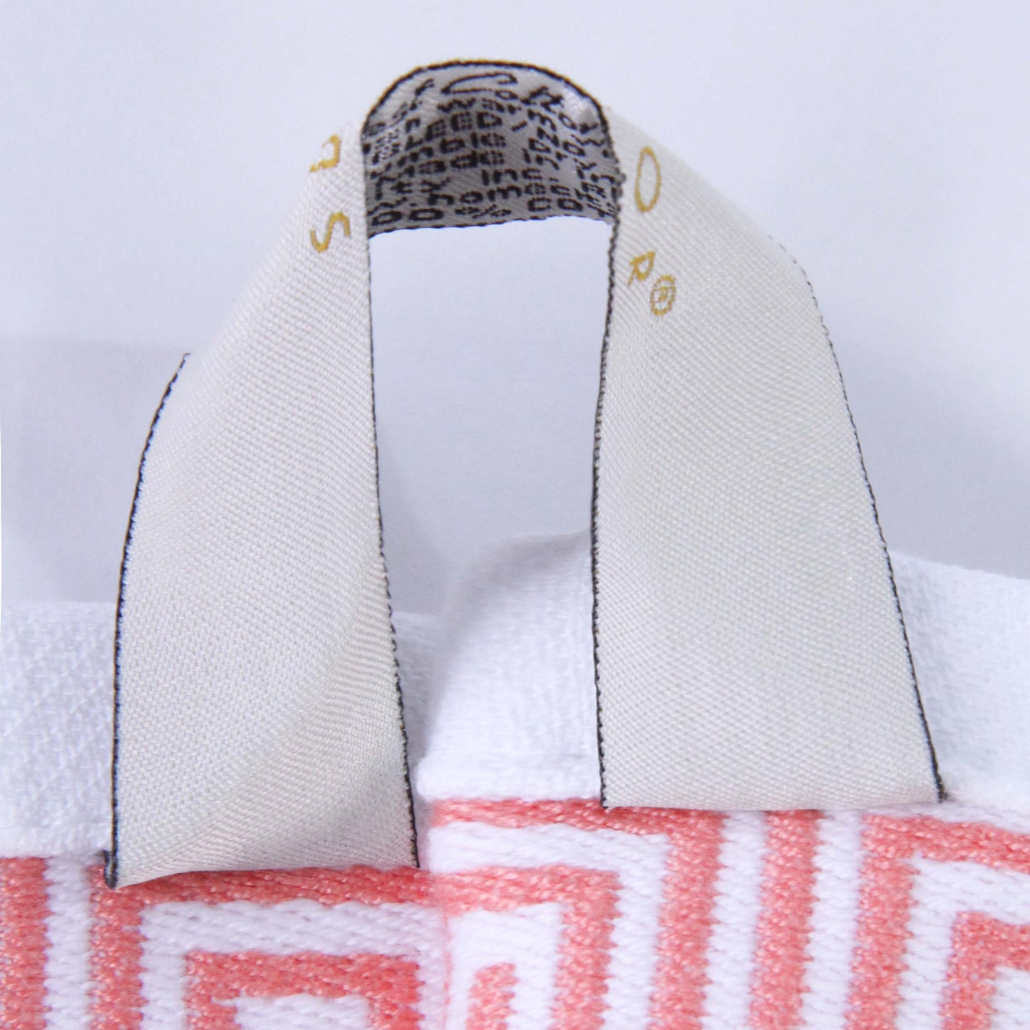 Athens Cotton Medium Weight Floral Greek Key Trim 6 Piece Towel Set - White-Coral