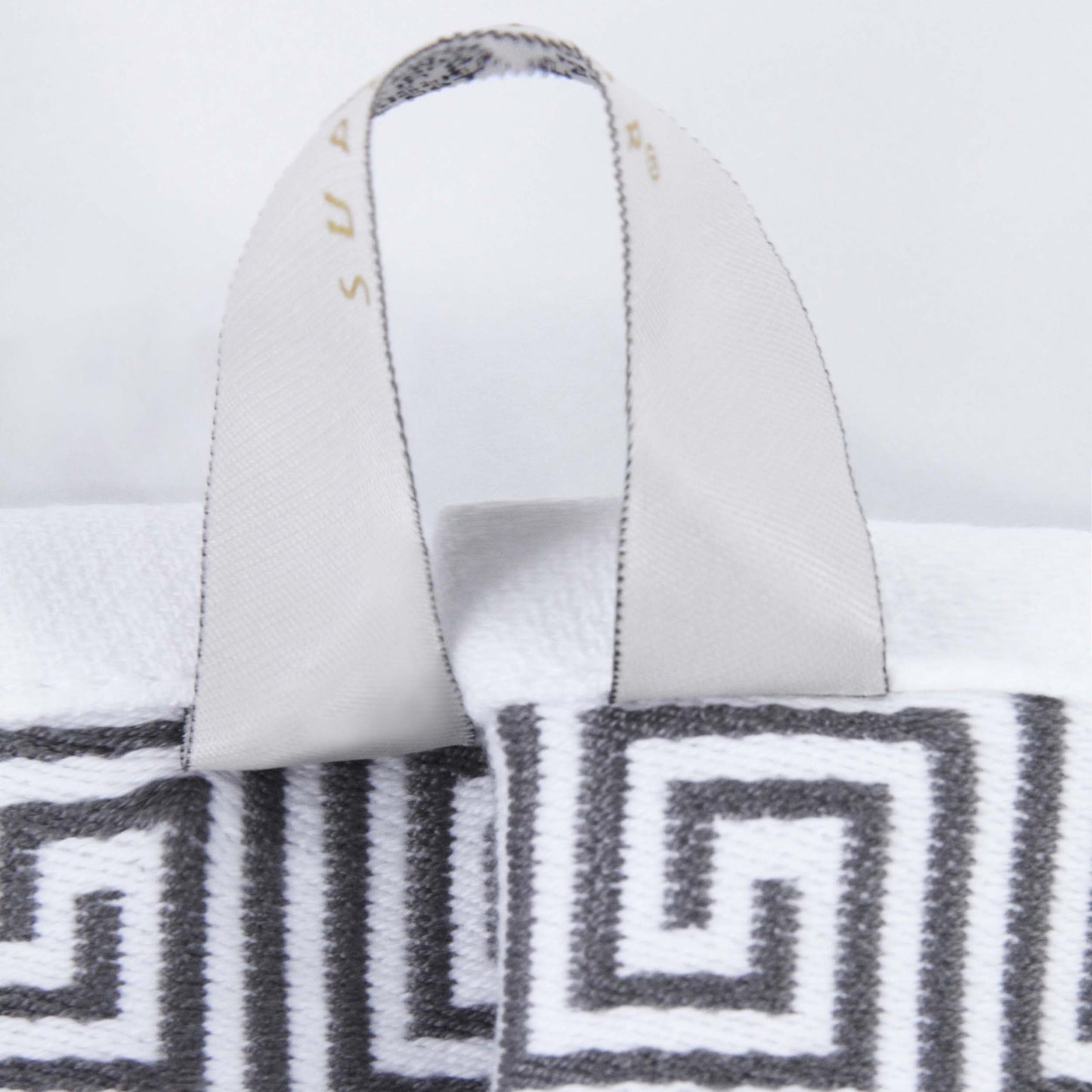 Athens Cotton Medium Weight Floral Greek Key Trim 6 Piece Towel Set - White-Gray