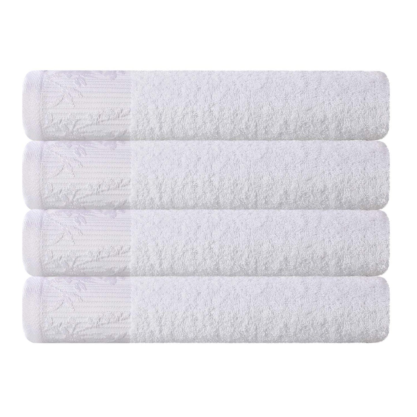 Wisteria Cotton Medium Weight Floral Jacquard Bath Towels, Set of 4
