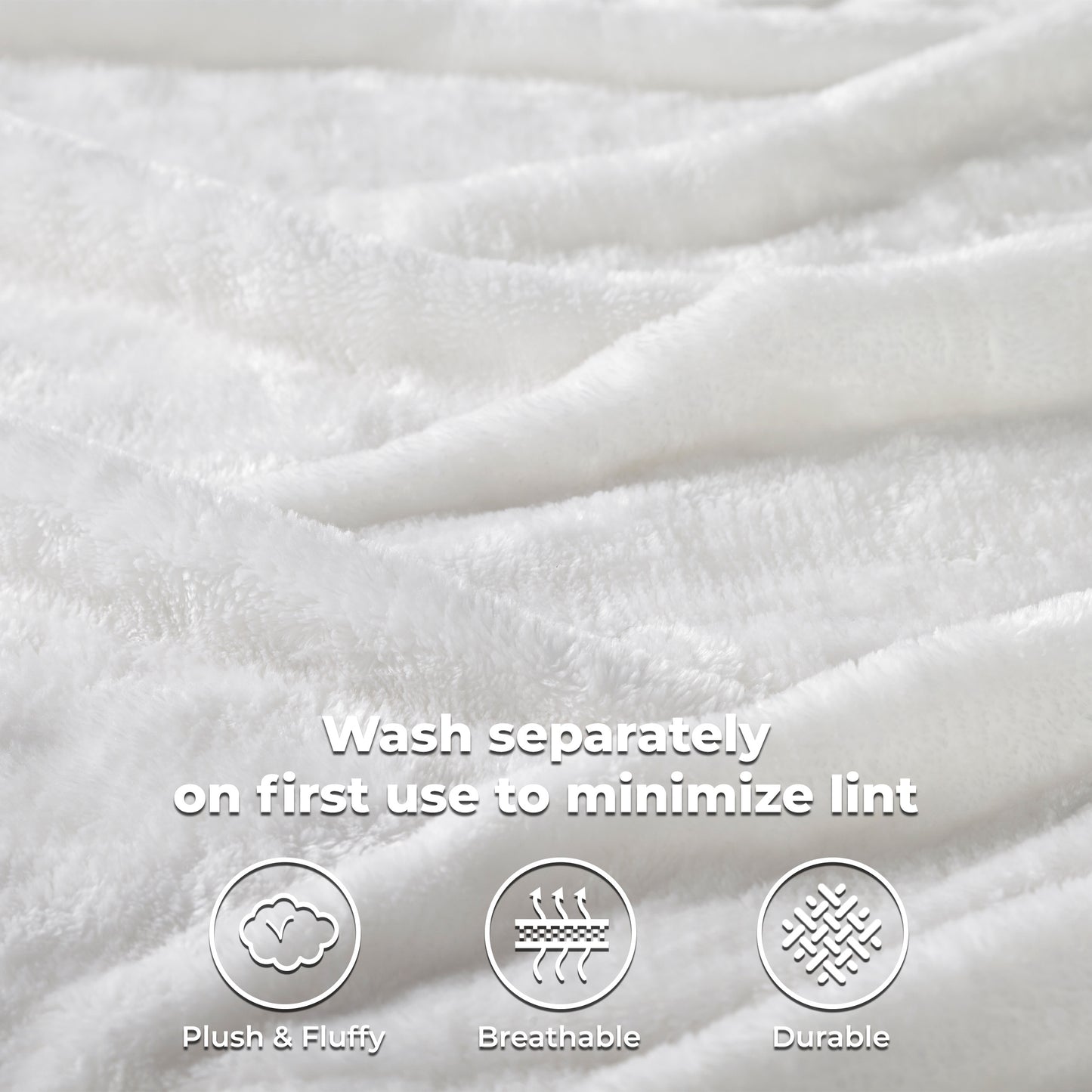 Fleece Plush Medium Weight Fluffy Soft Solid Decorative Blanket - White