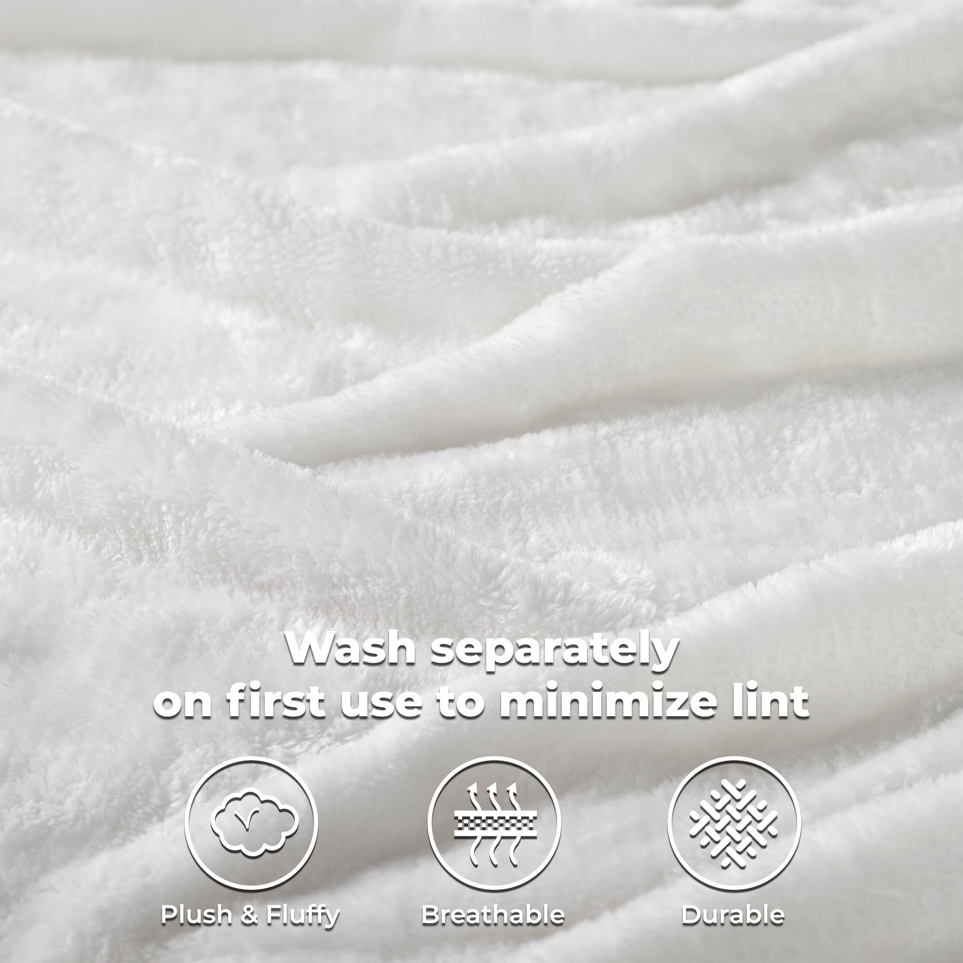 Fleece Plush Medium Weight Fluffy Soft Solid Decorative Blanket - White