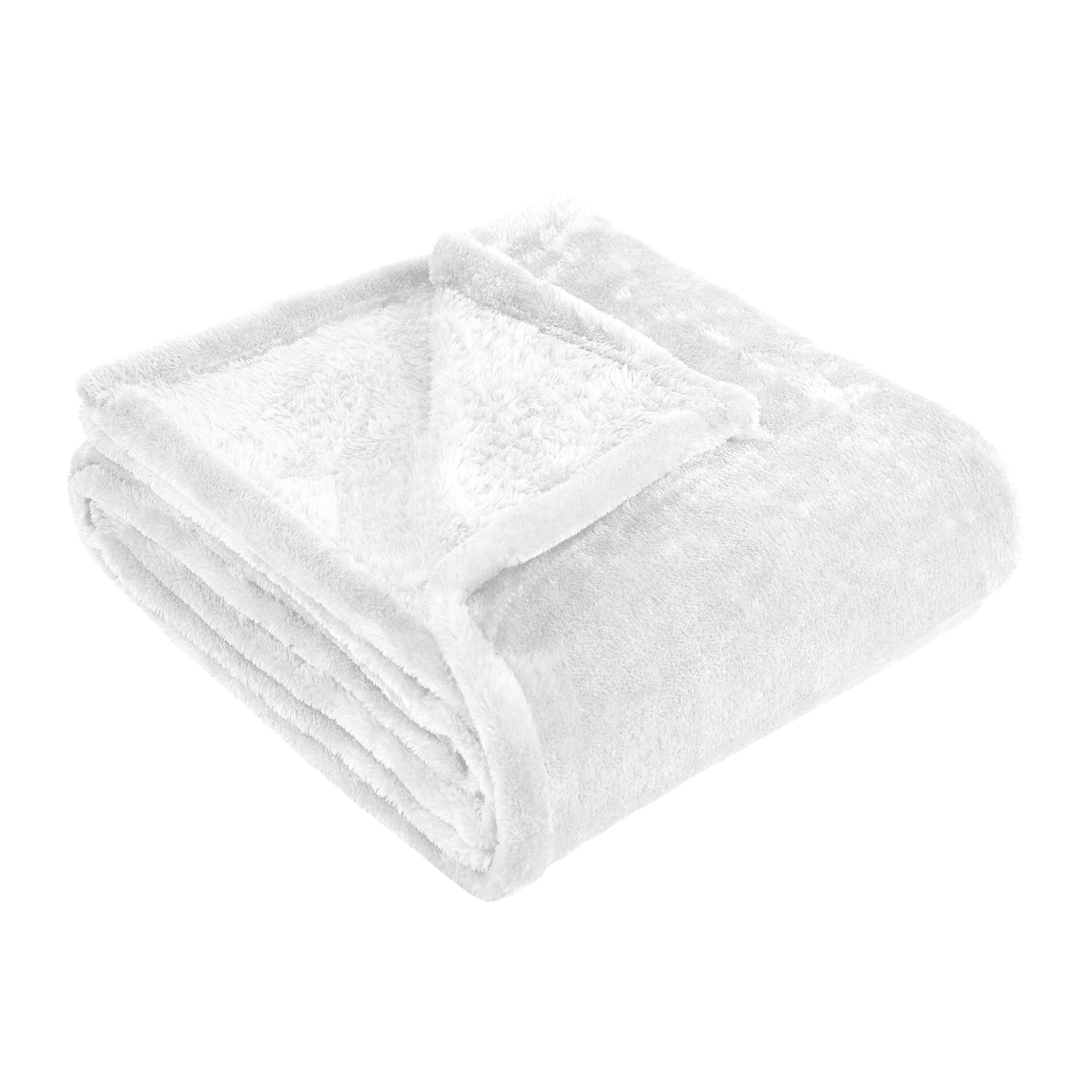 Fleece Plush Medium Weight Fluffy Soft Solid Decorative Blanket - White