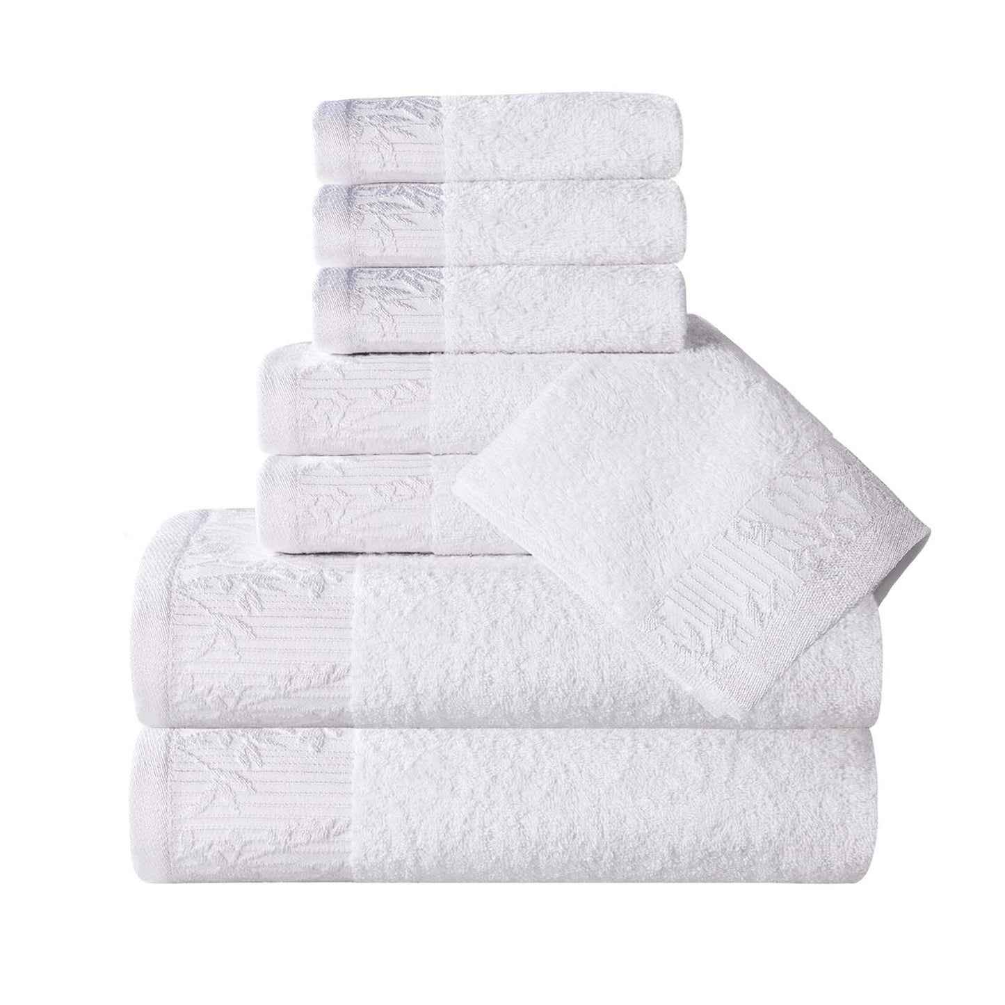 Wisteria Cotton Medium Weight Floral Jacquard Border 8 Piece Towel Set