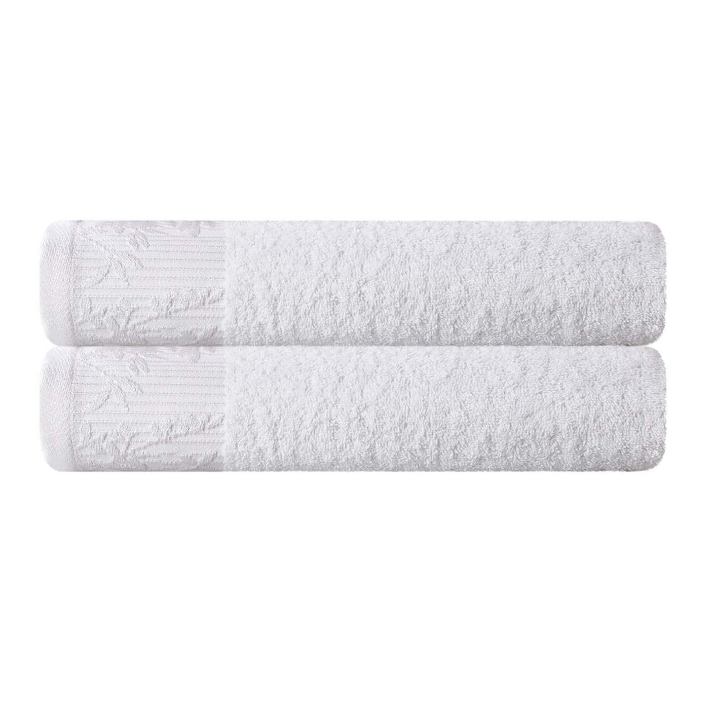 Wisteria Cotton Medium Weight Floral Jacquard Bath Towels, Set of 2