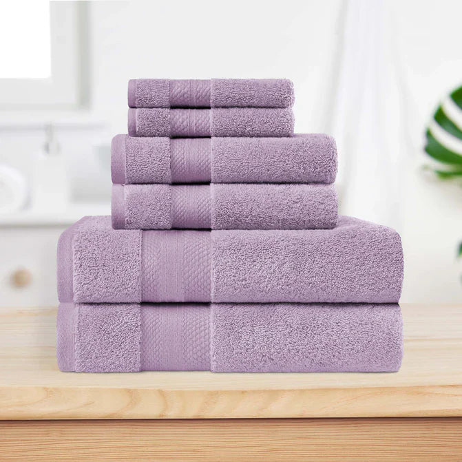 Turkish Cotton Highly Absorbent Solid 6 Piece Towel Set - Wisteria