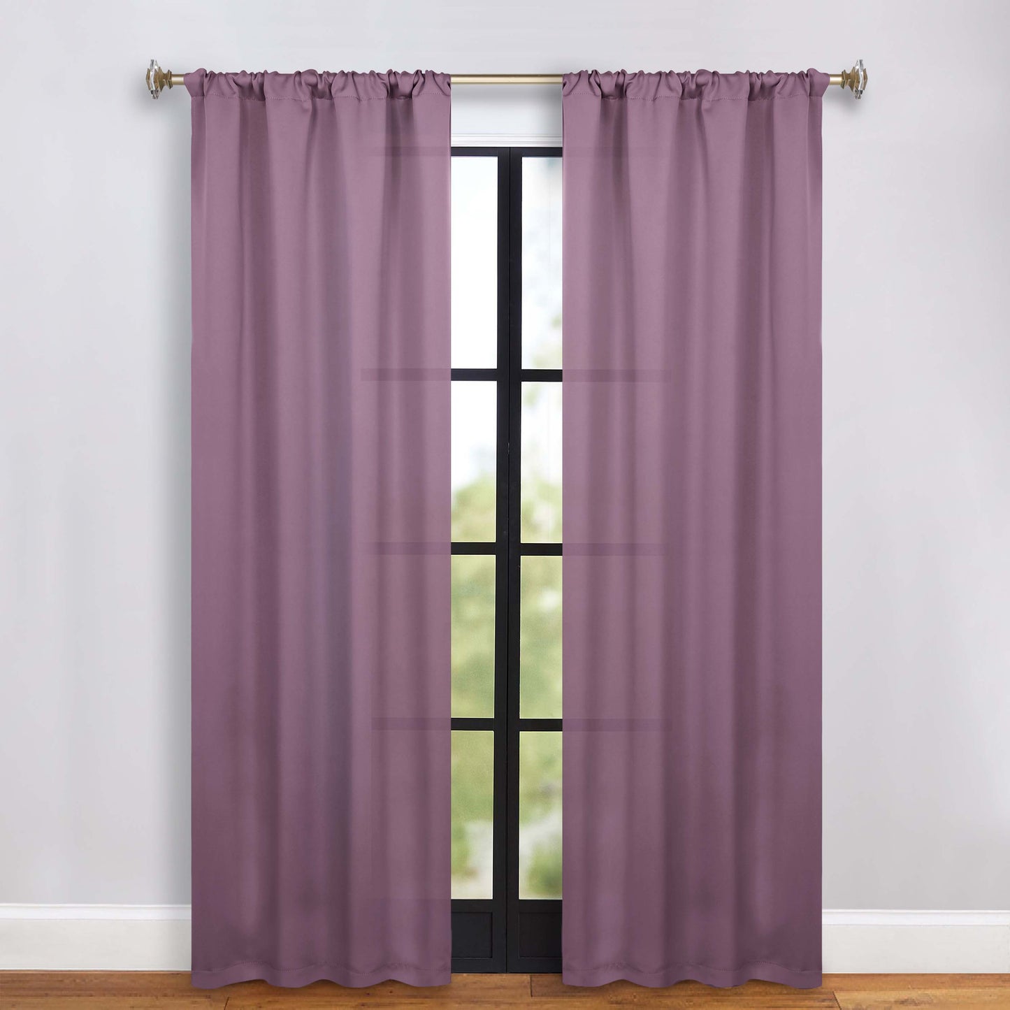 Solid Room Darkening Rod Pocket Blackout Curtain Panels, Set of 2 - Wisteria