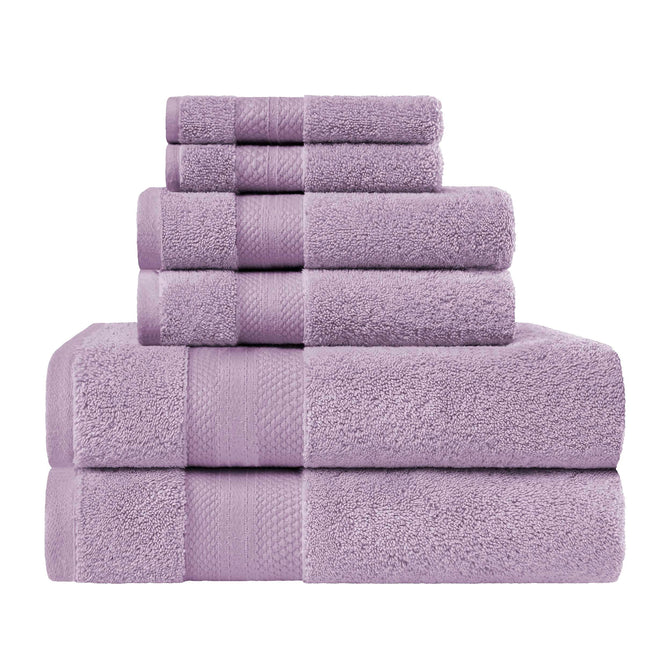 Turkish Cotton Highly Absorbent Solid 6 Piece Towel Set - Wisteria