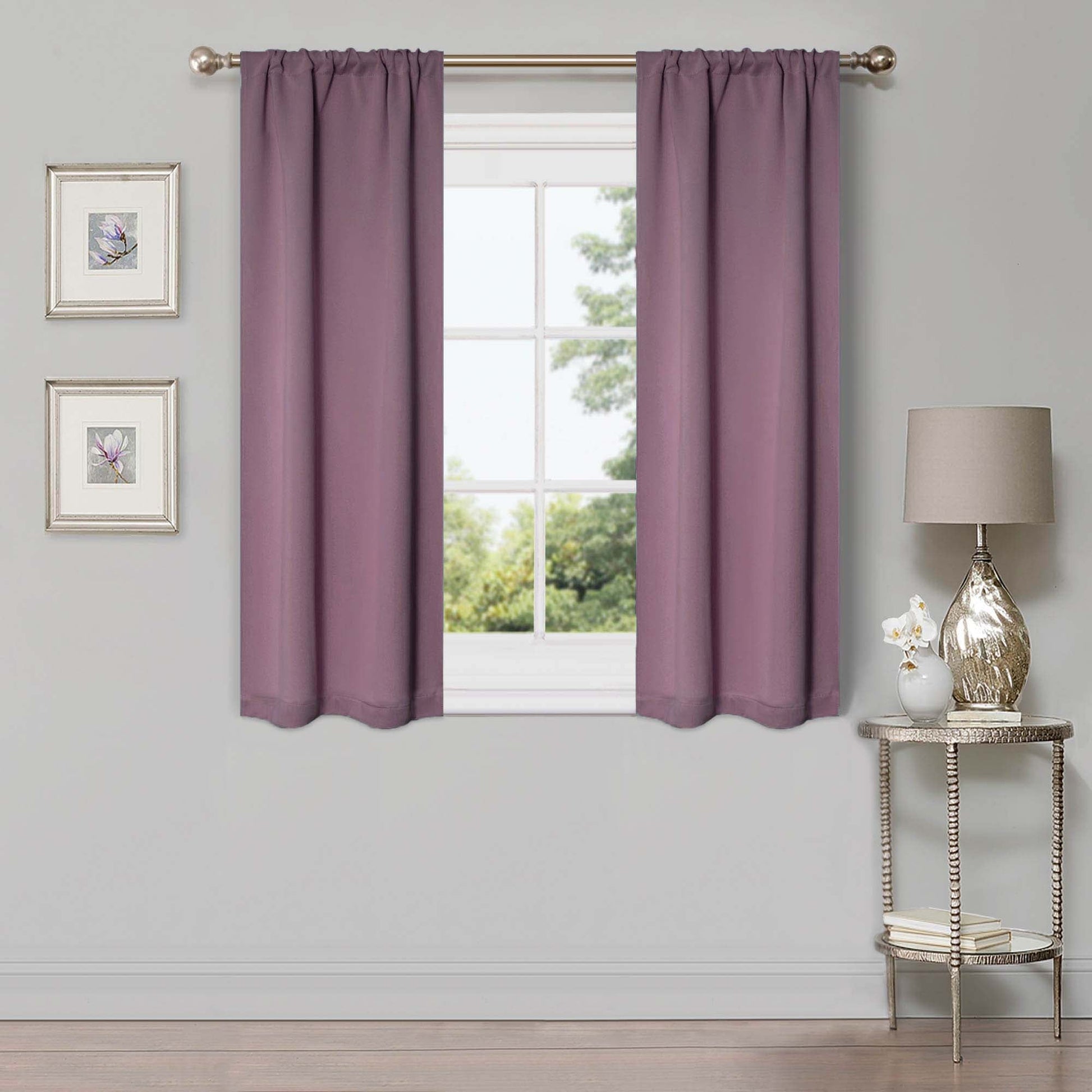 Solid Room Darkening Rod Pocket Blackout Curtain Panels, Set of 2 - Wisteria