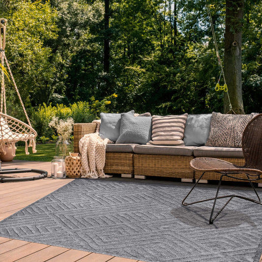 Wynn Modern Geometric Abstract Indoor/Outdoor Area Rug - Grey