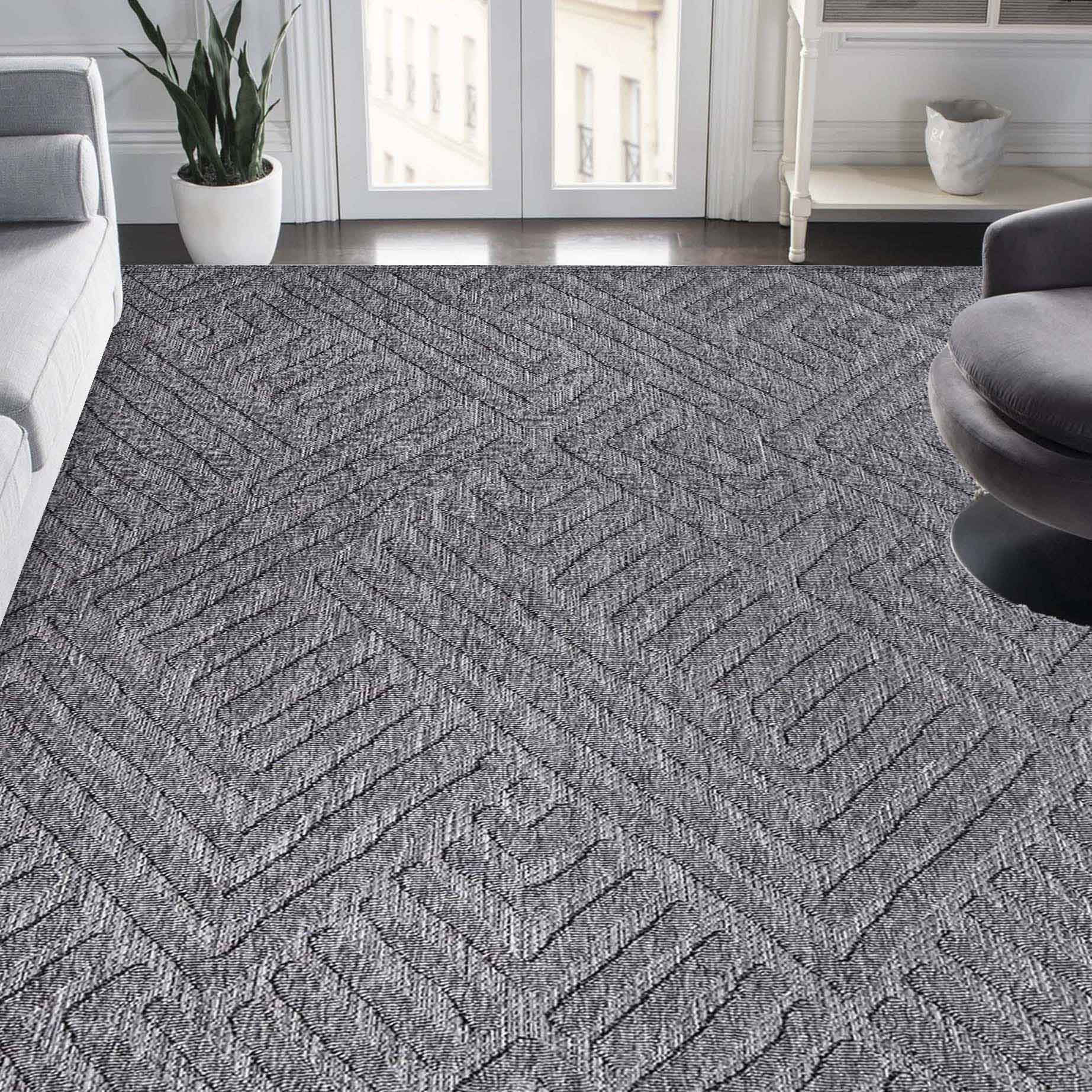 Wynn Modern Geometric Abstract Indoor/Outdoor Area Rug - Grey