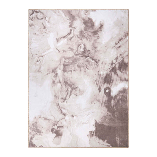 Yuma Abstract Marble Washable Indoor Area Rug or Runner Rug - Beige