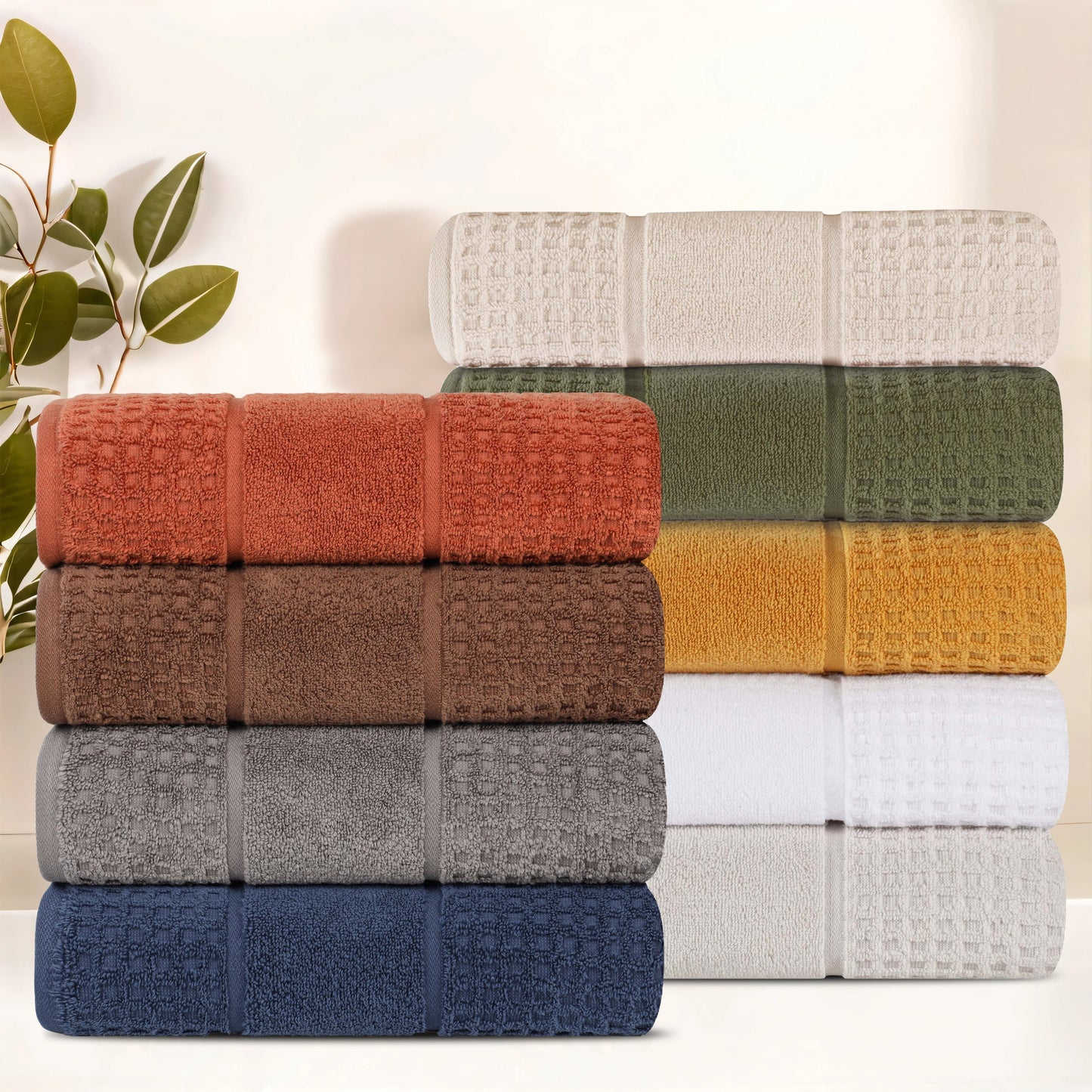 Napa Zero Twist Cotton Solid Waffle Honeycomb 9 Piece Towel Set