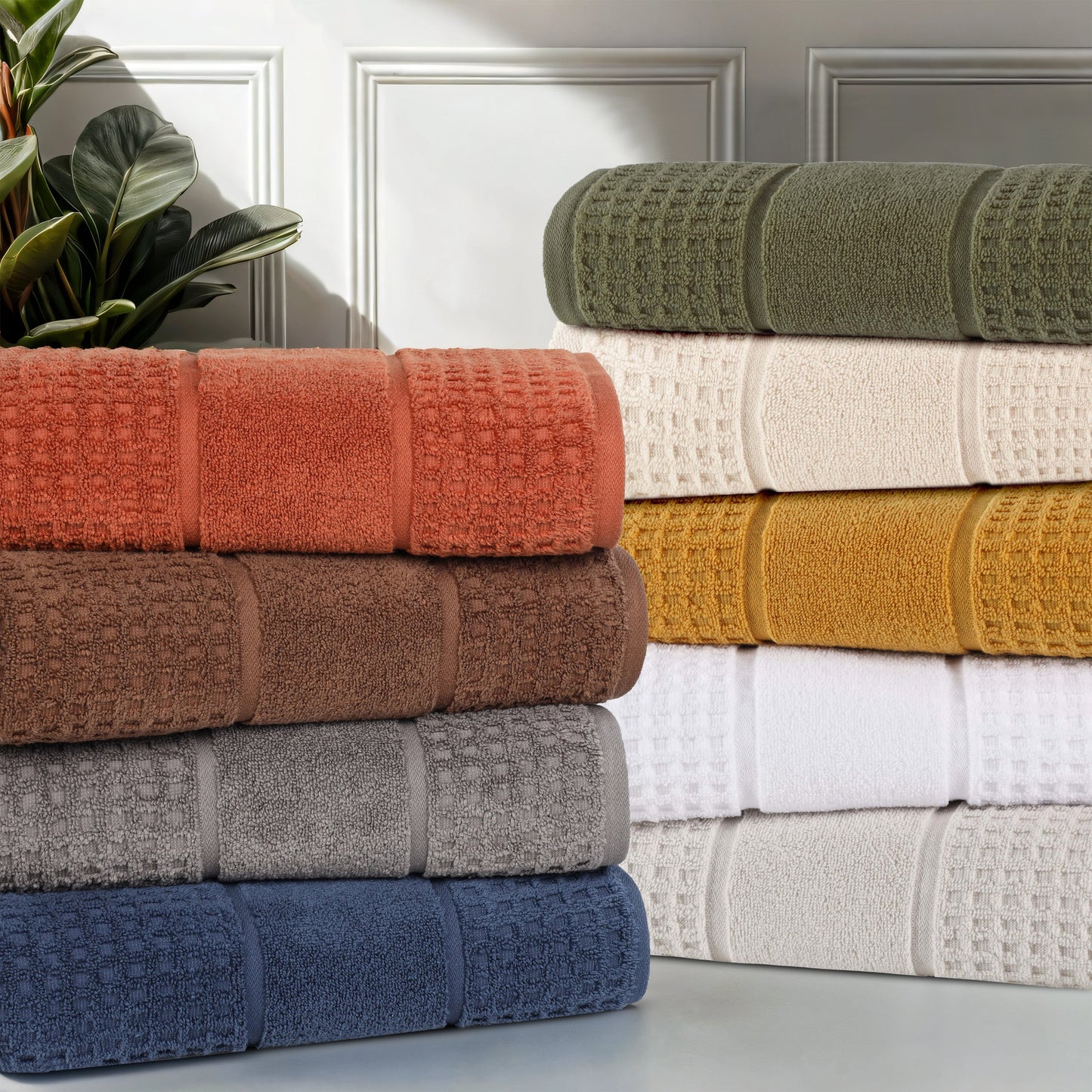 Napa Zero Twist Cotton Solid Waffle Honeycomb 9 Piece Towel Set