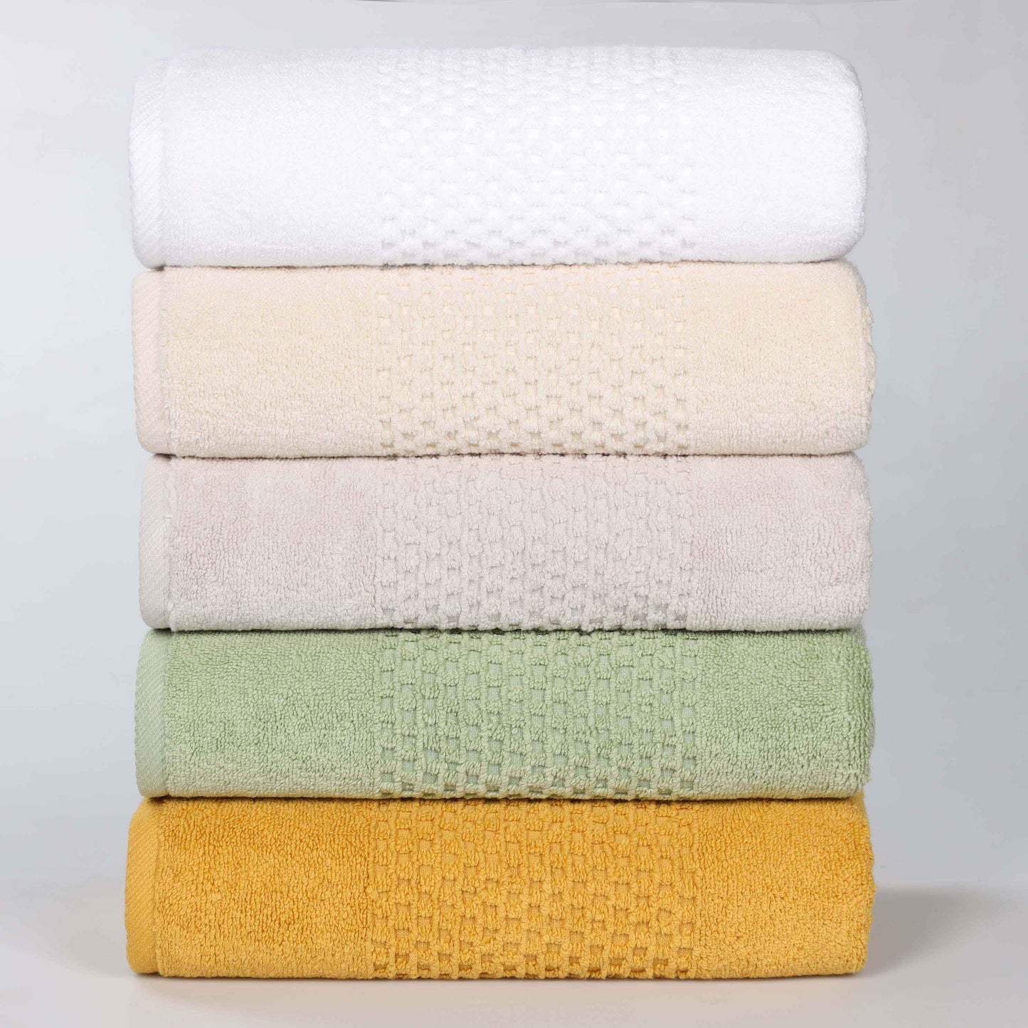 Playa Zero Twist Cotton Solid Waffle Textured 8 Piece Towel Set