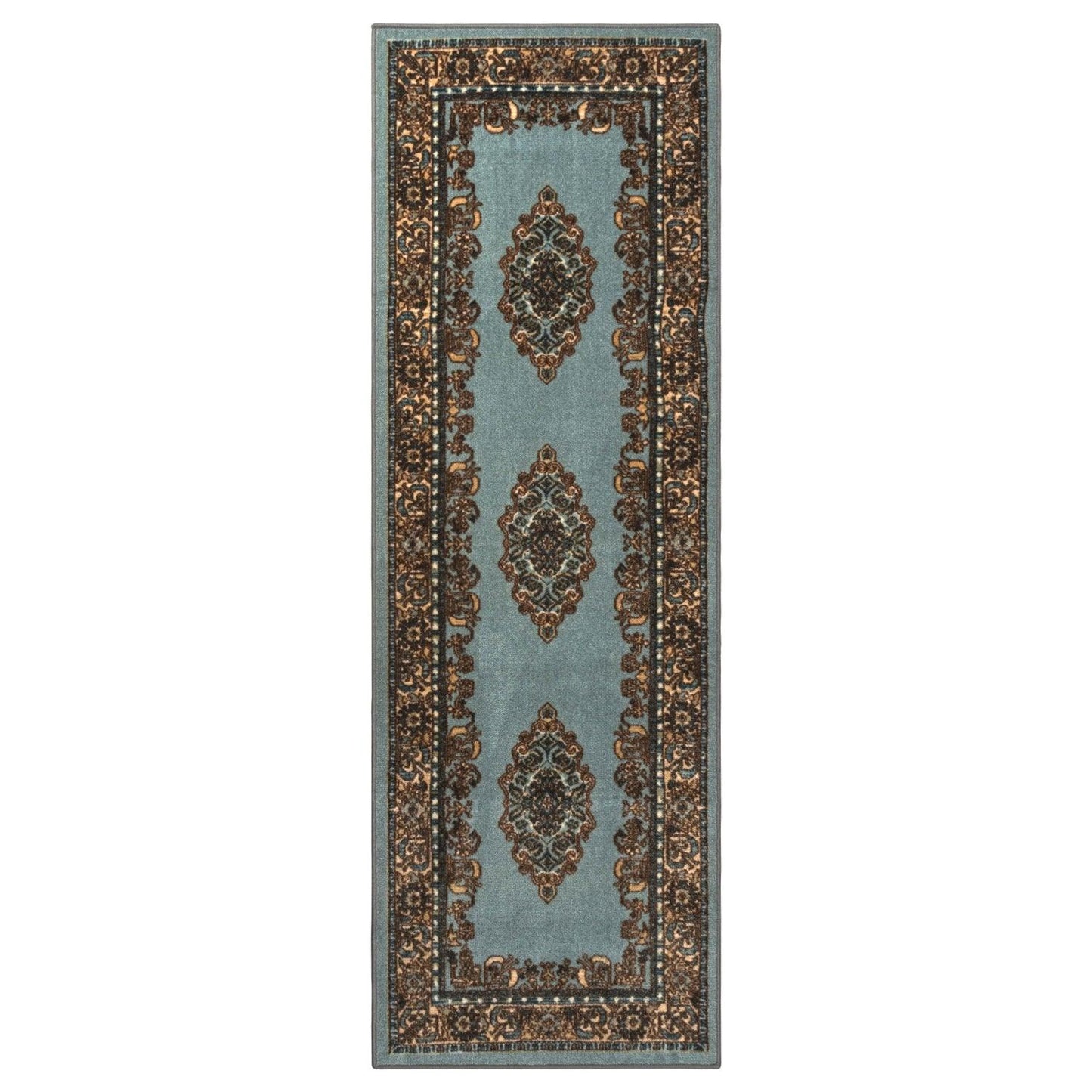 Aviva Non-Slip Floral Medallion Indoor Washable Area Rug or Runner Rug