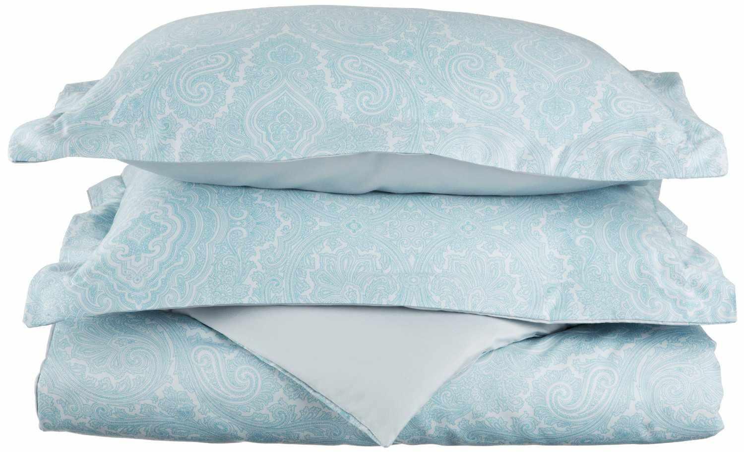 Superior Italian Paisley Cotton Blend Duvet Cover Set - Blue
